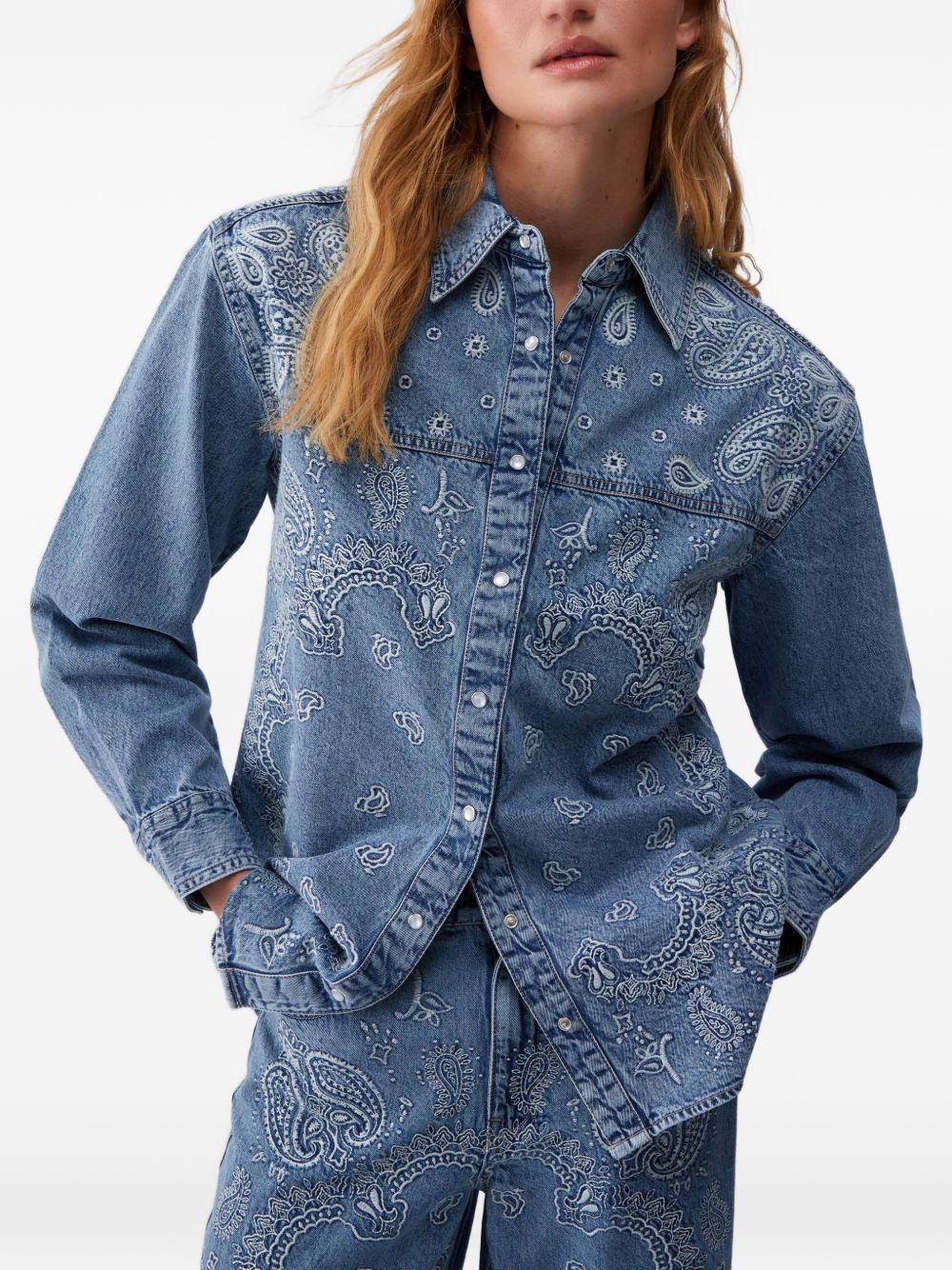 LIUJO Giacca camicia in denim con motivo Jacquard