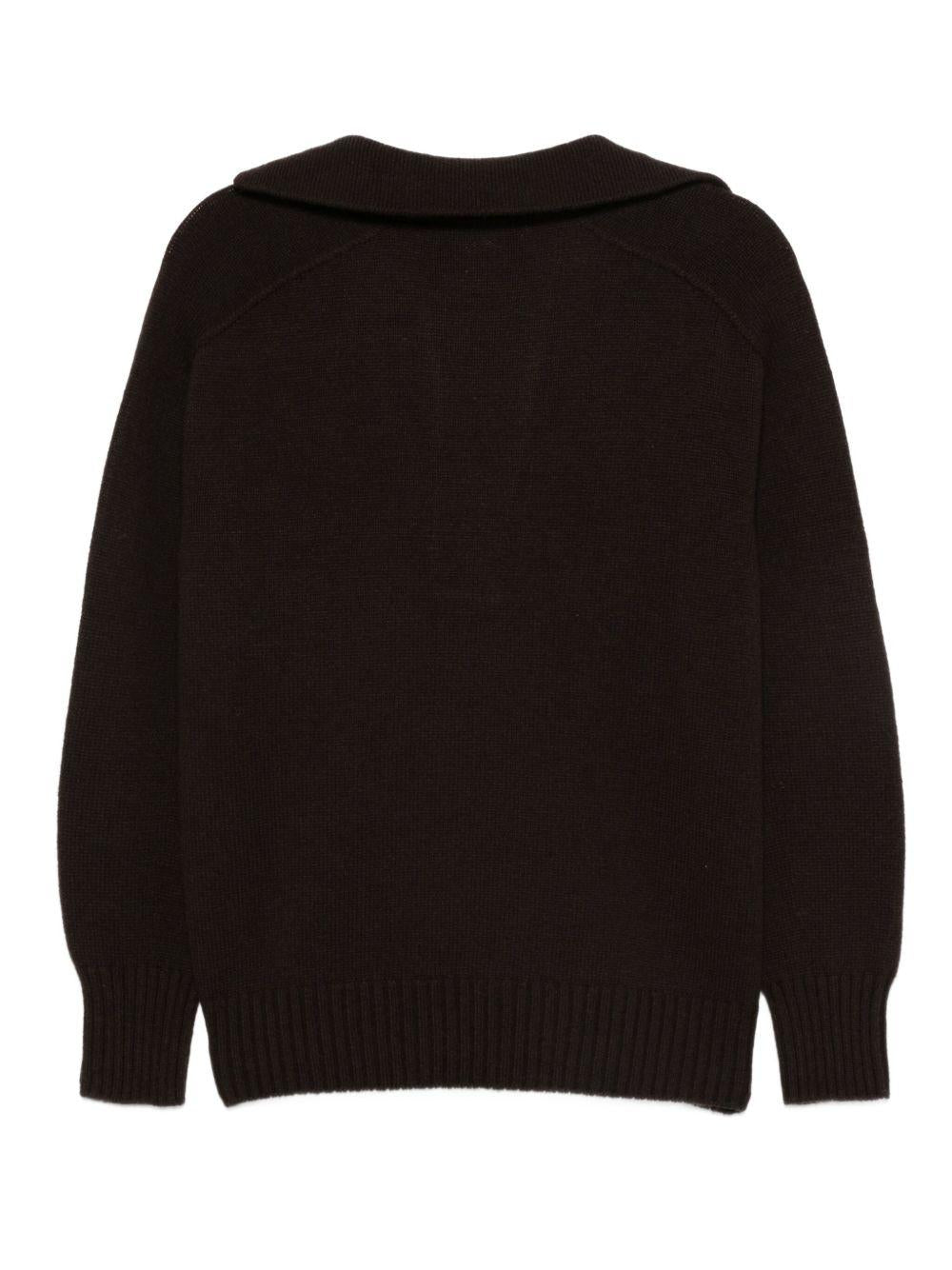 VANISE Maglia 'Gloria' in lana marrone con scollo a V