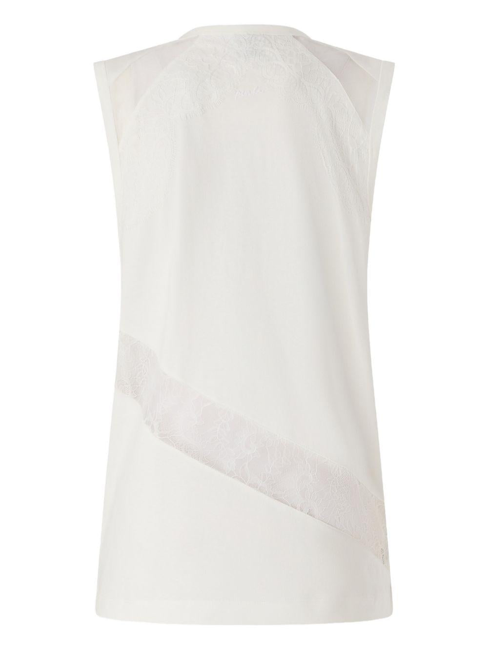 PINKO T-shirt Molly in cotone bianco con pizzo