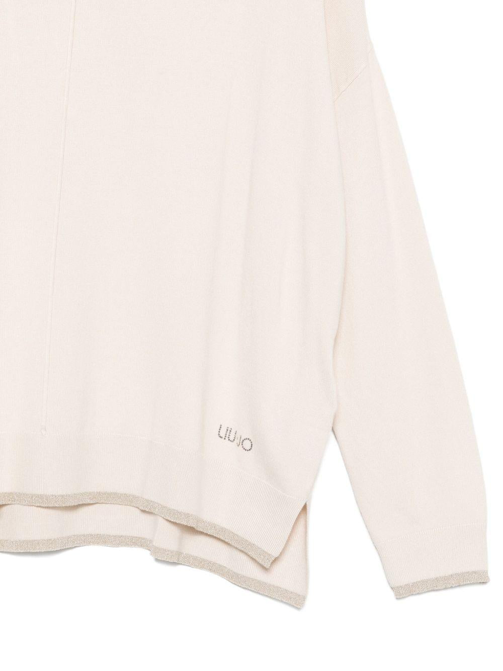 LIUJO Maglia bianco naturale con profili metallizzati