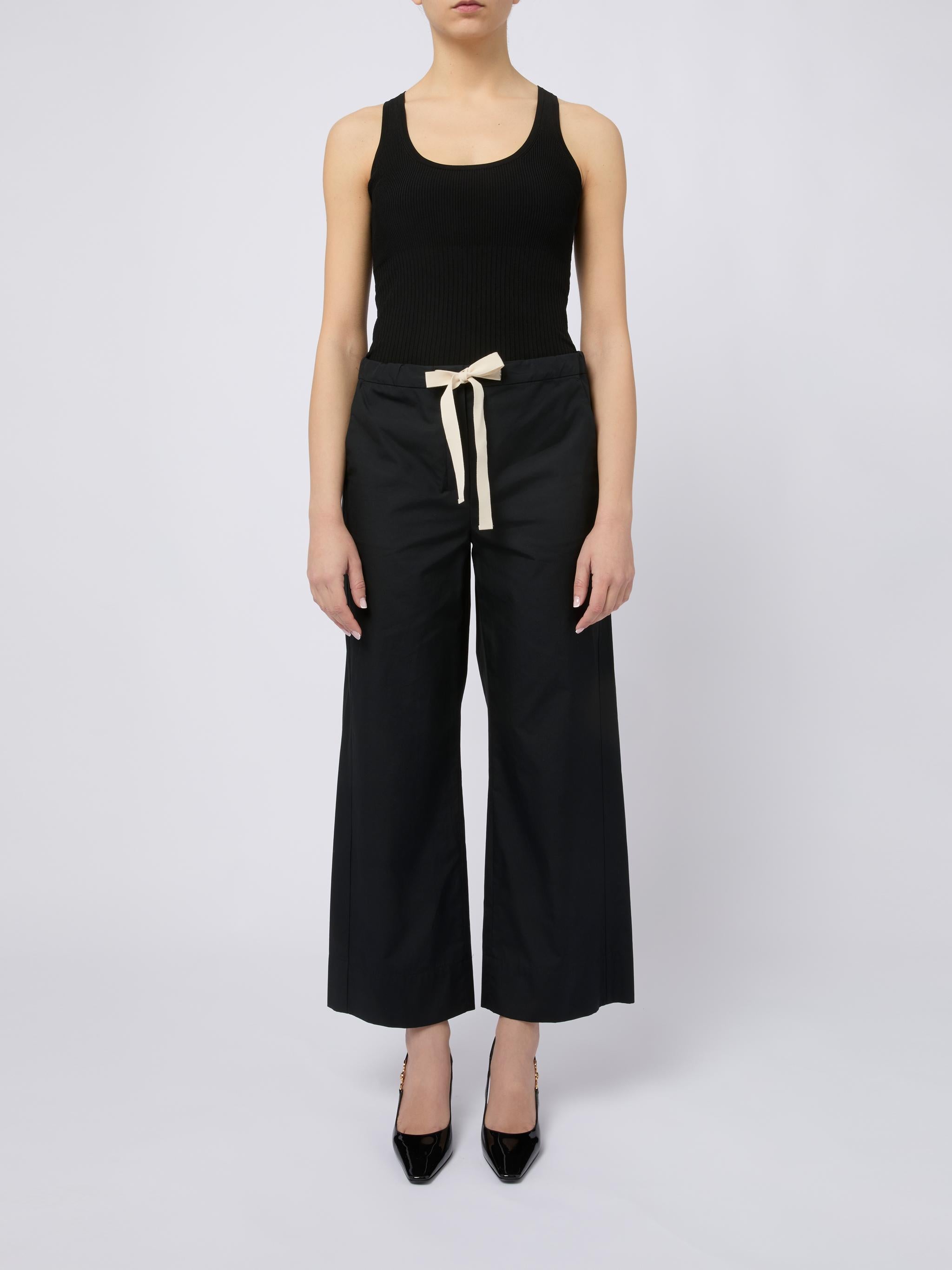 S MAX MARA Pantaloni Argento casual con fiocco bianco neri