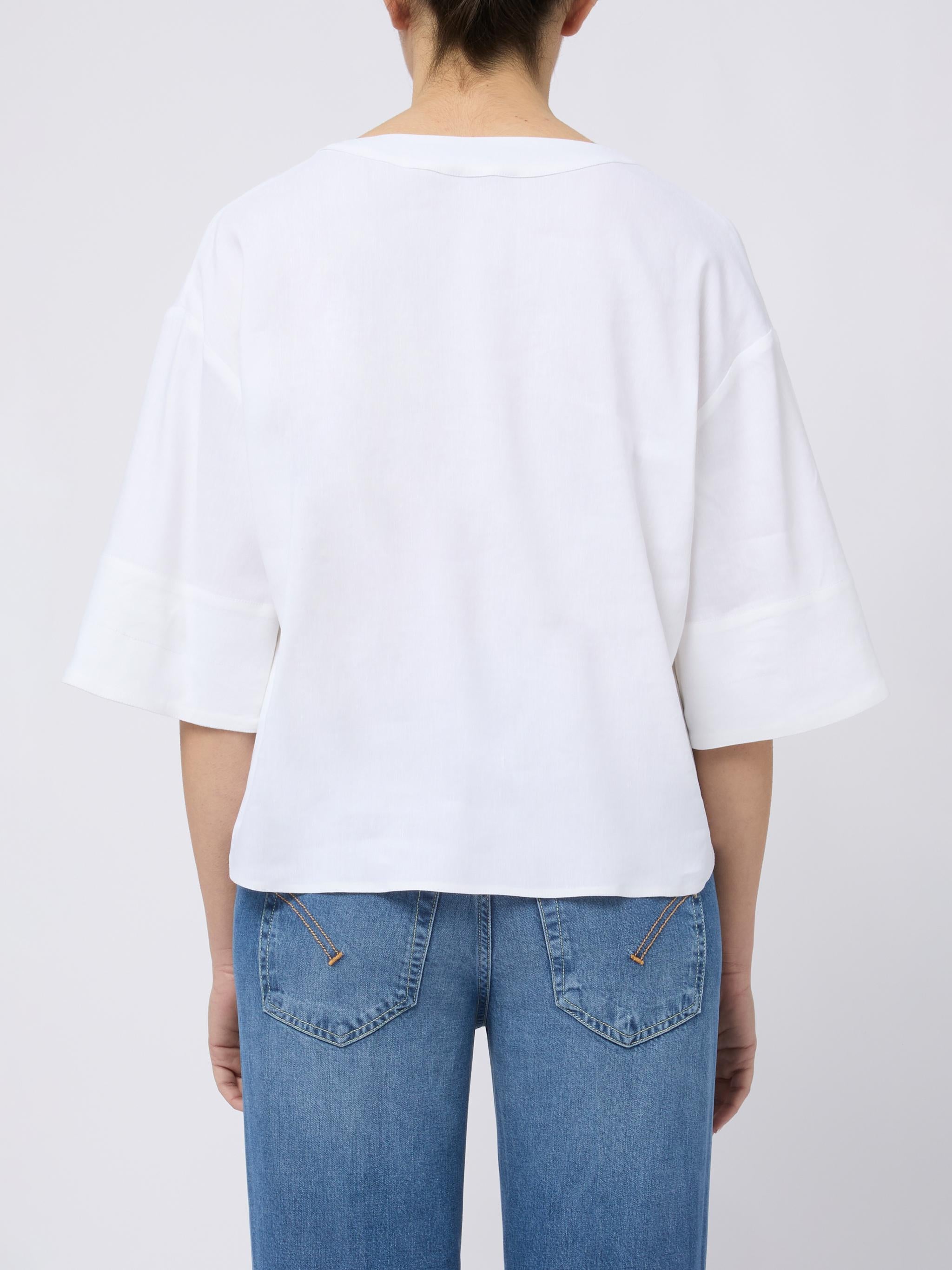MAX MARA Blusa bianca Sospiro con maniche a 3/4