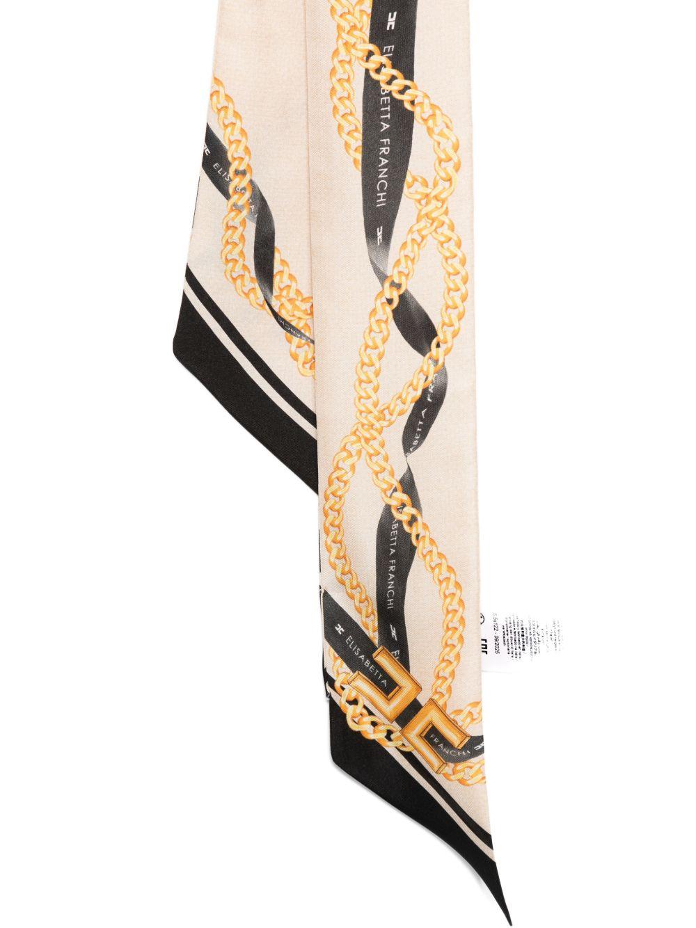 ELISABETTA FRANCHI Foulard con stampa grafica color marrone