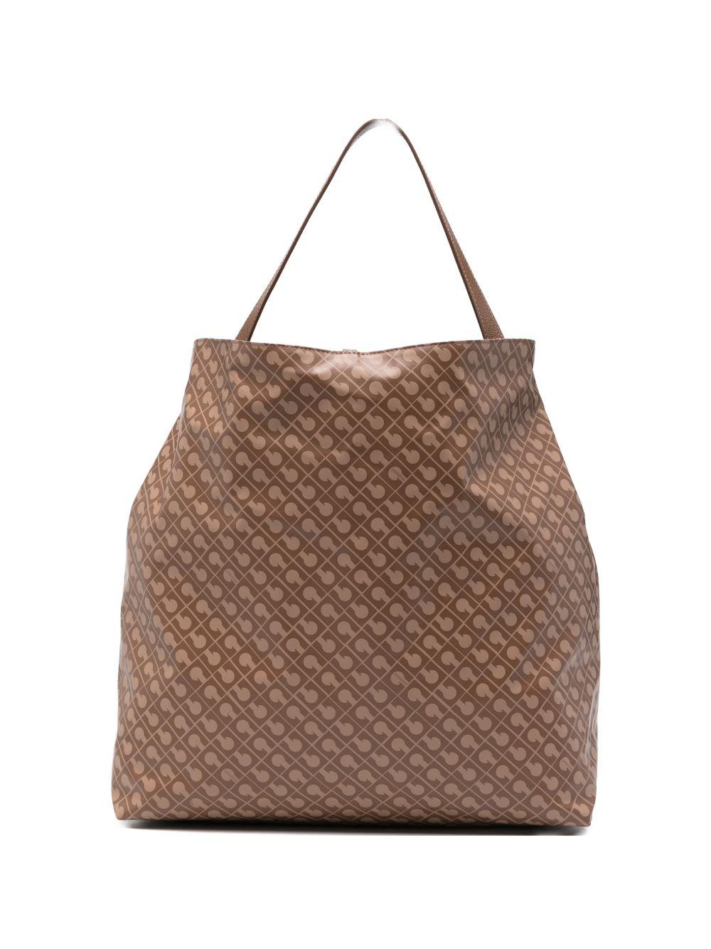 GHERARDINI Borsa shopping Softy Tabacco marrone con logo all-over