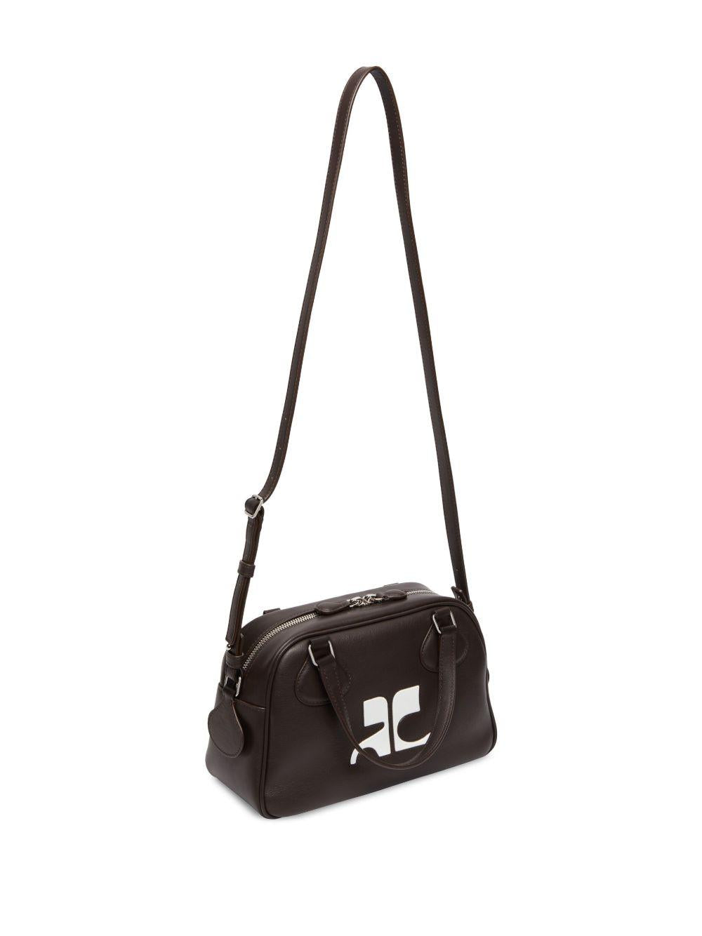 COURREGES Borsa bowling 'Re-edition' in pelle cioccolato