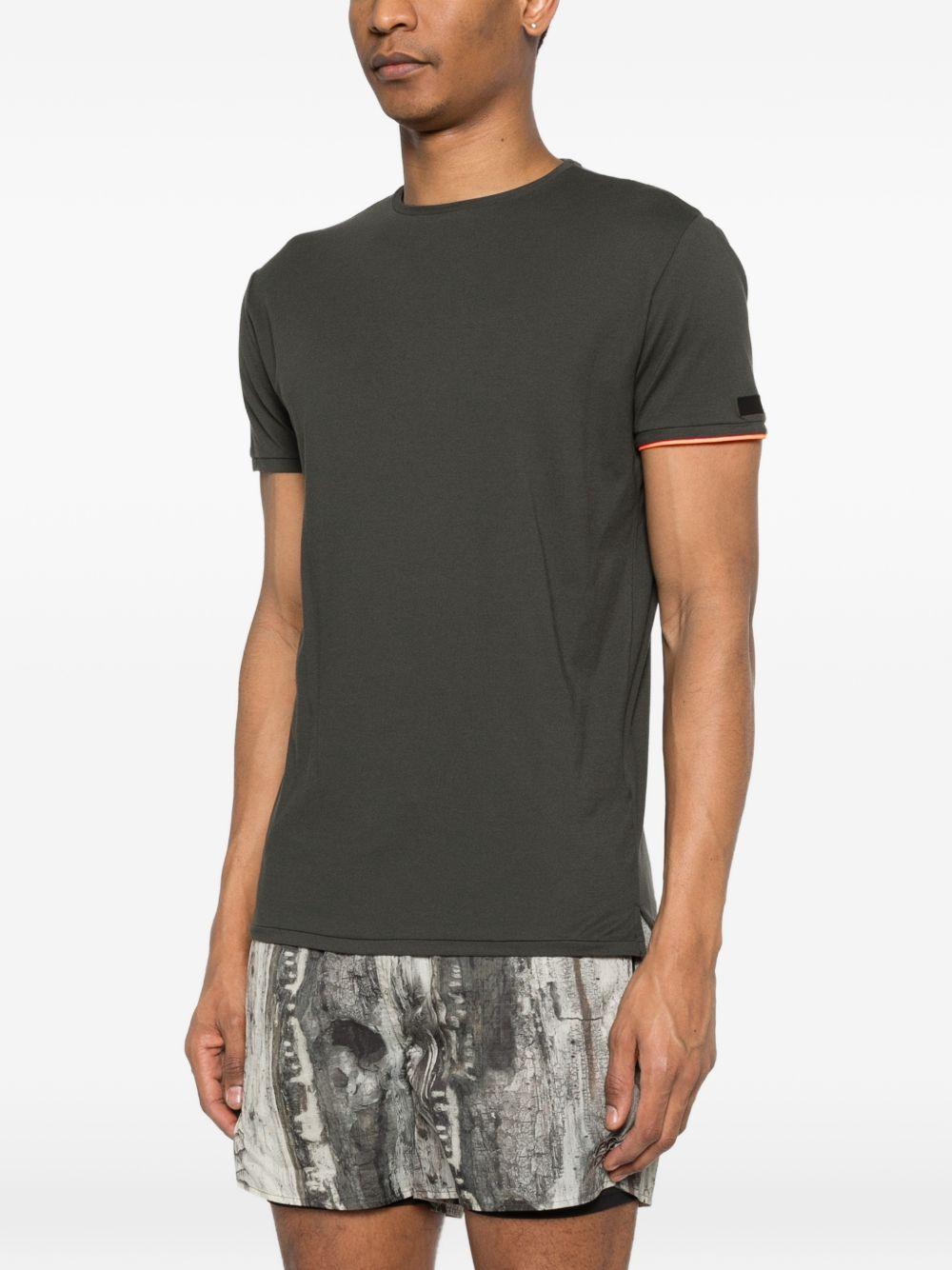 RRD ROBERTO RICCI DESIGNS T-shirt in cotone verde con bordo a contrasto arancione