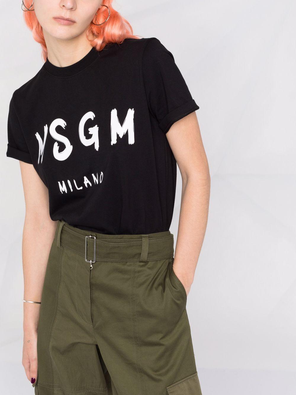 MSGM T-shirt girocollo in cotone nero con logo