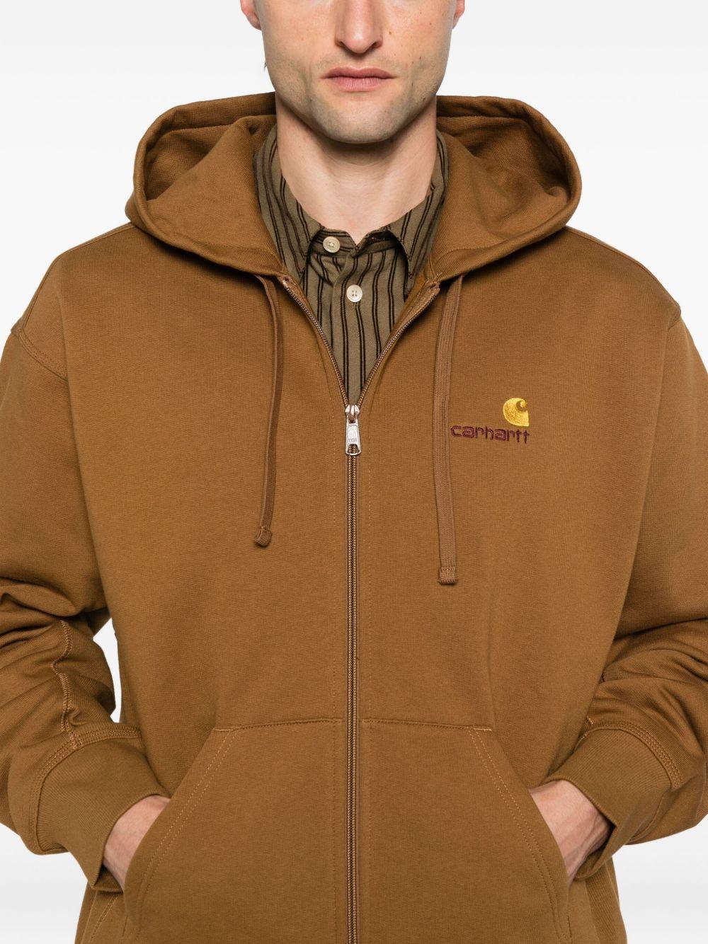 CARHARTT WIP Felpa in cotone marrone con cappuccio e zip