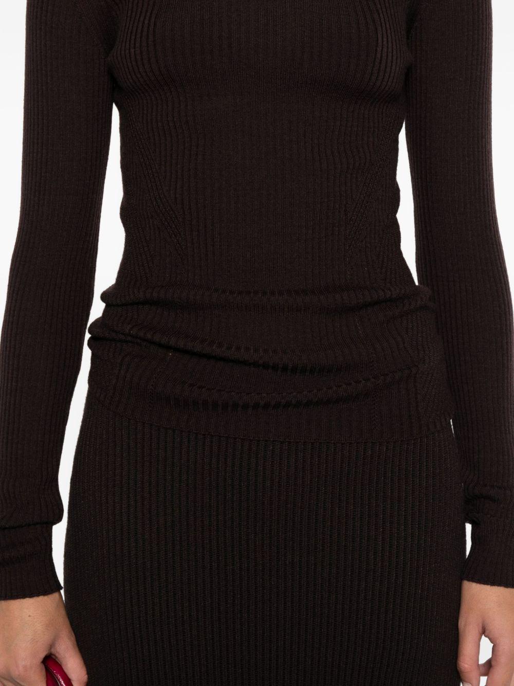 TWINSET Maglia a collo alto a costine in lana nera