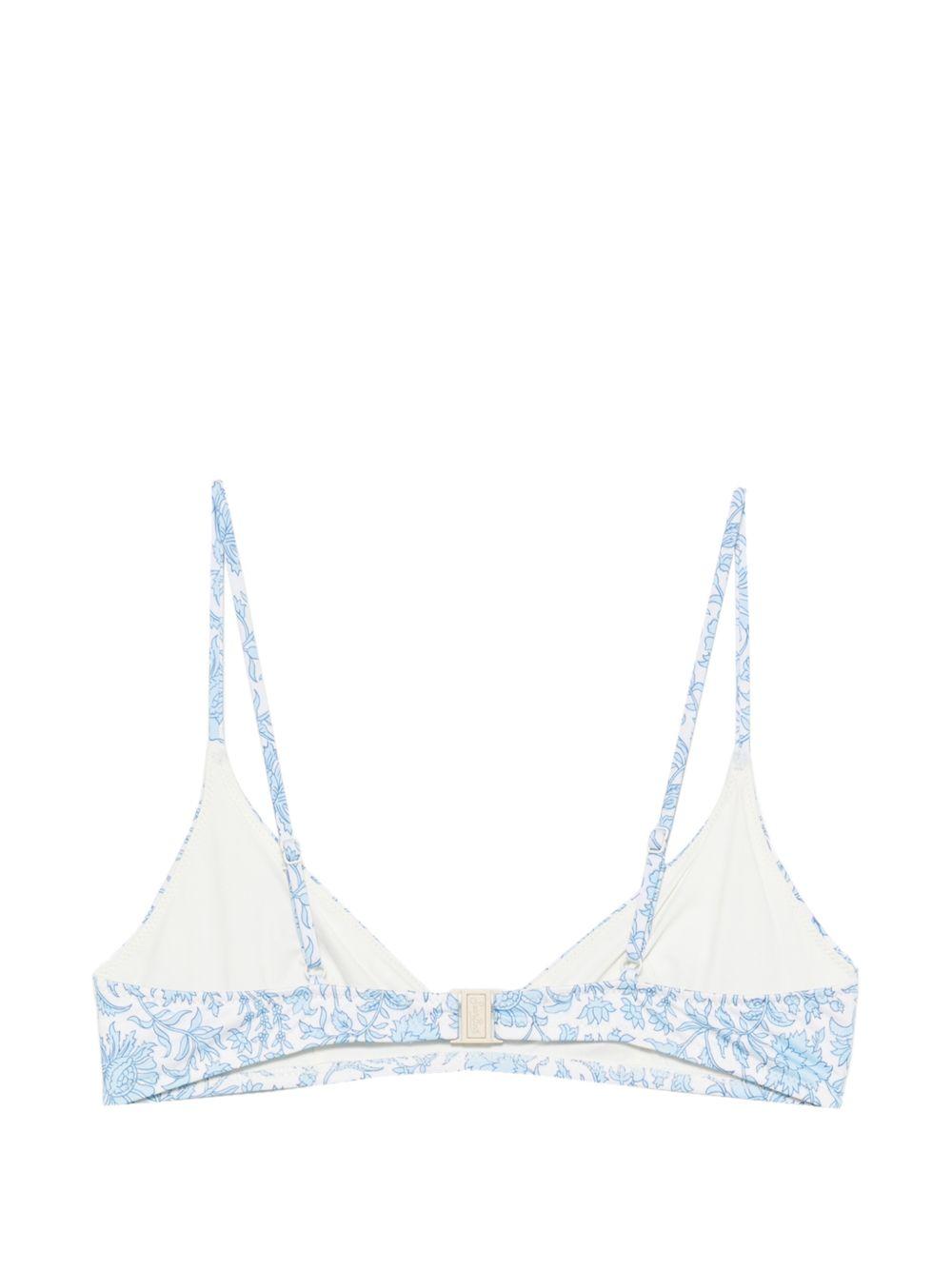MC2 SAINT BARTH Top bikini bianco con stampa floreale celeste firmato Mc2 Saint Barth