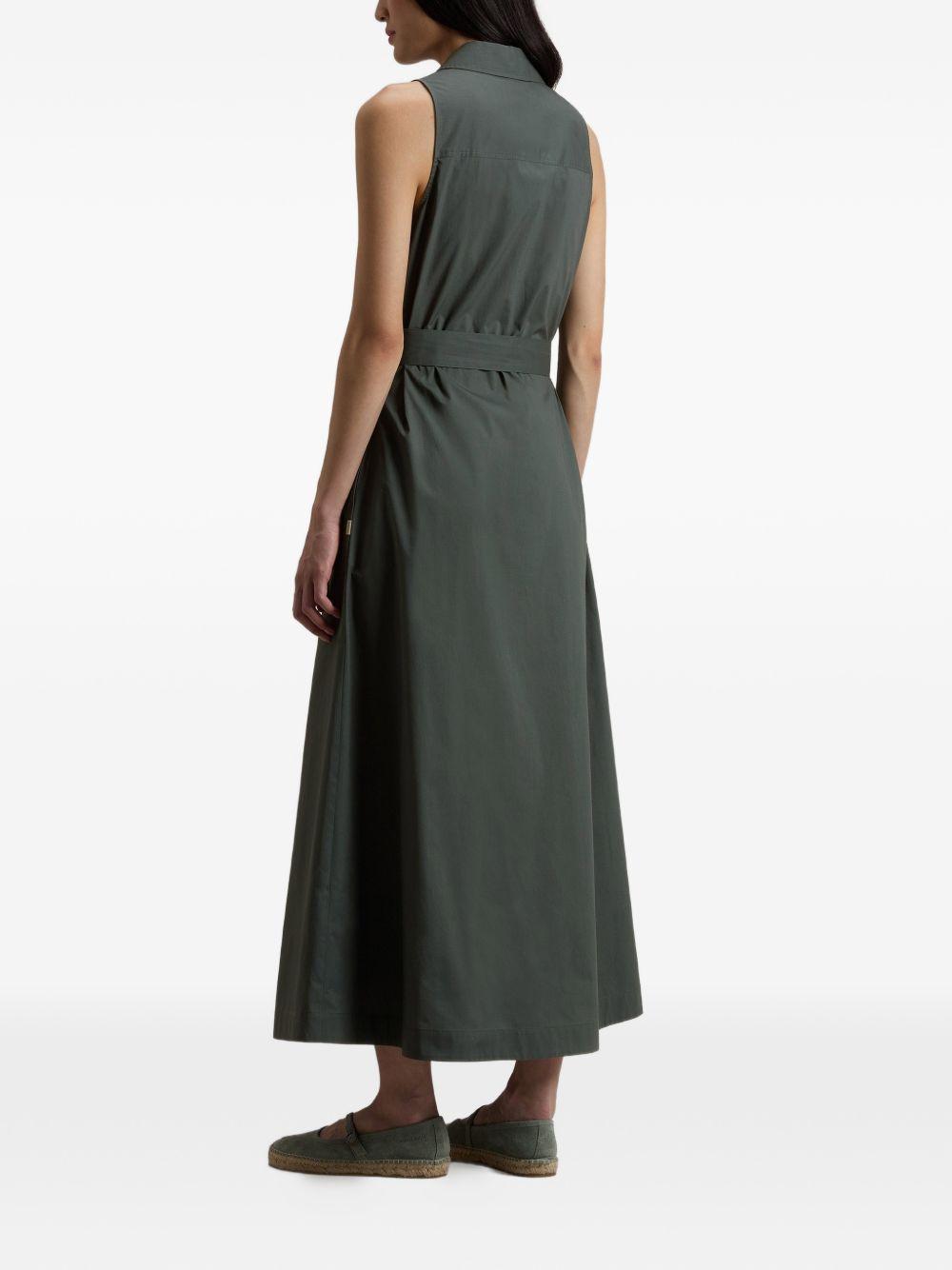 WOOLRICH Abito midi in cotone con scollo a V e cintura