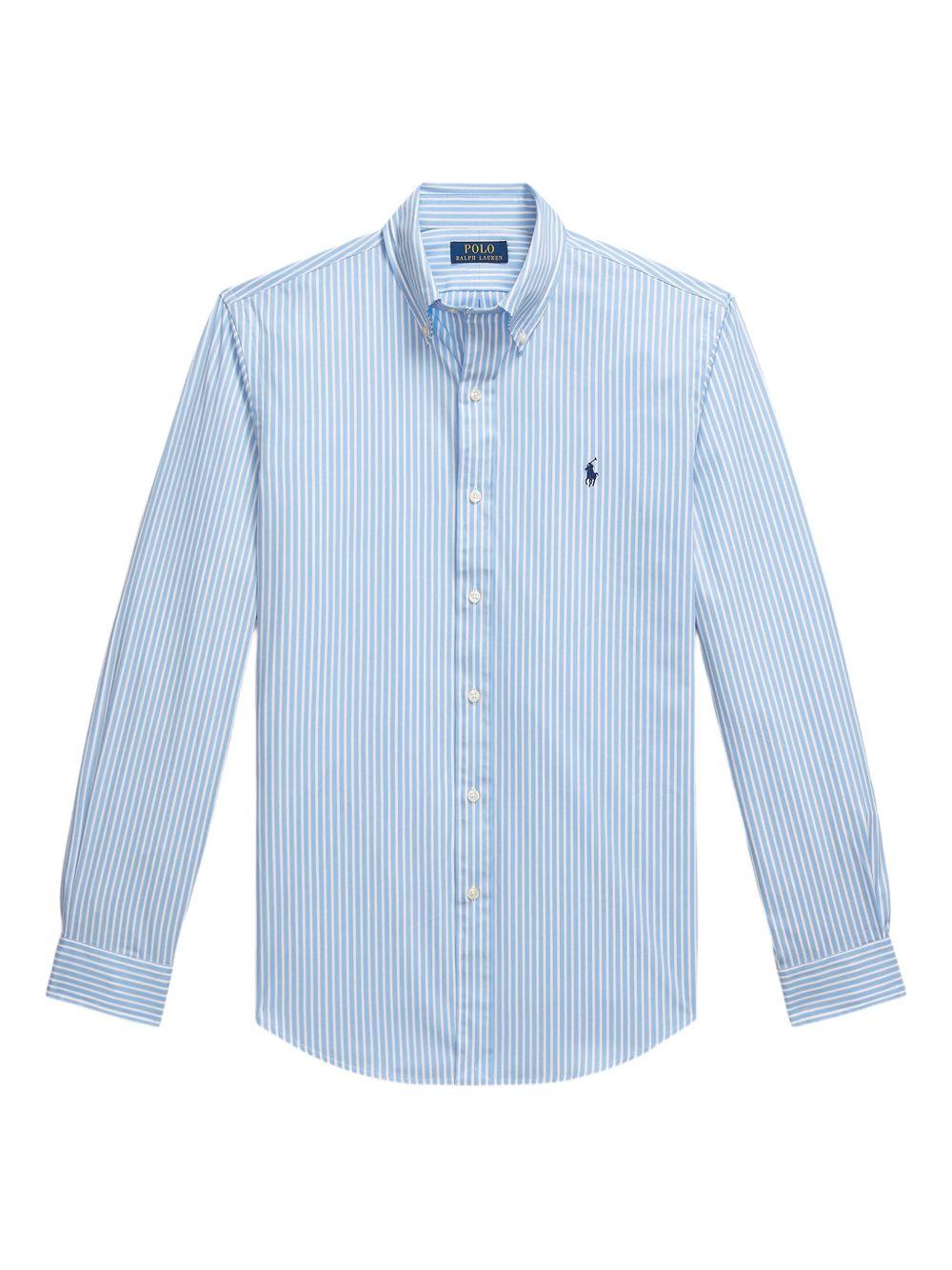 POLO RALPH LAUREN Camicia a righe celeste e bianco con logo