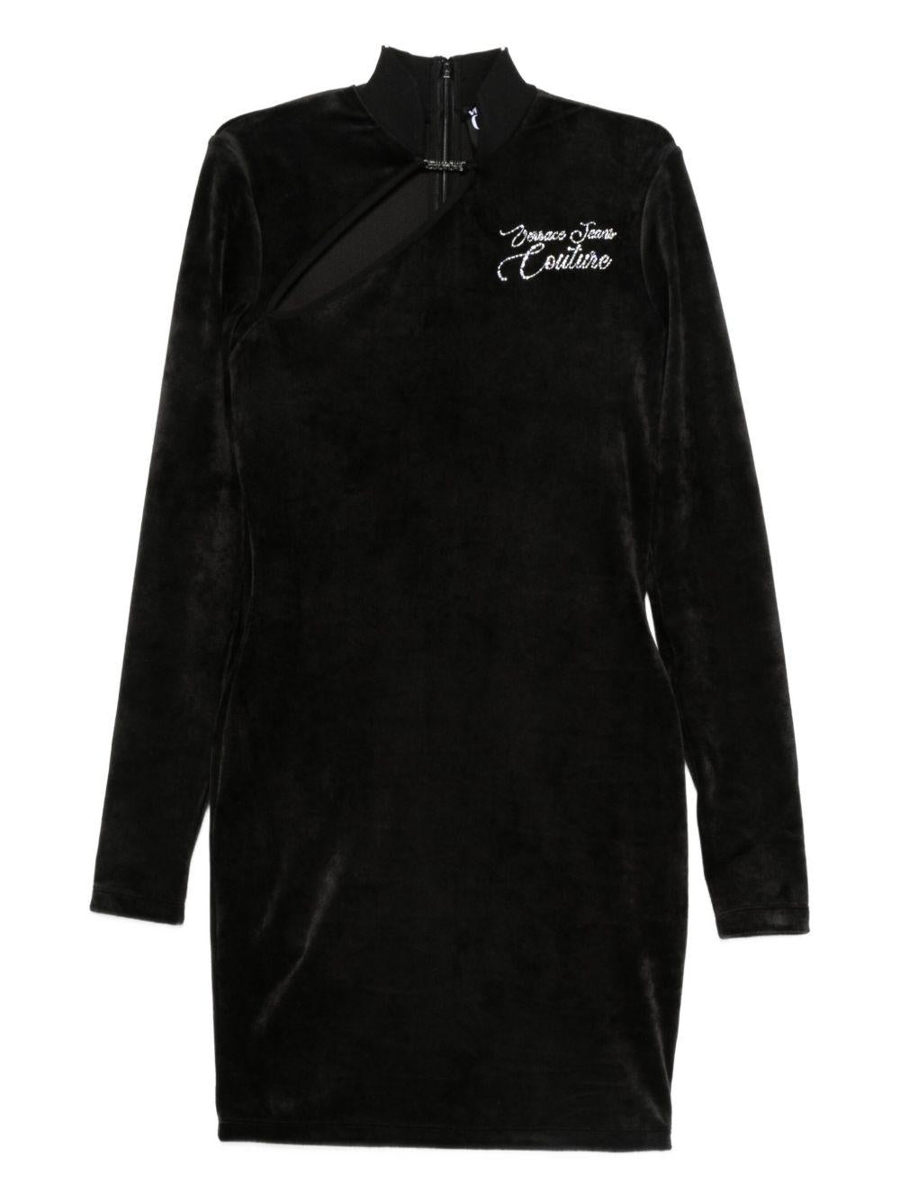 VERSACE JEANS COUTURE Abito corto nero in velluto