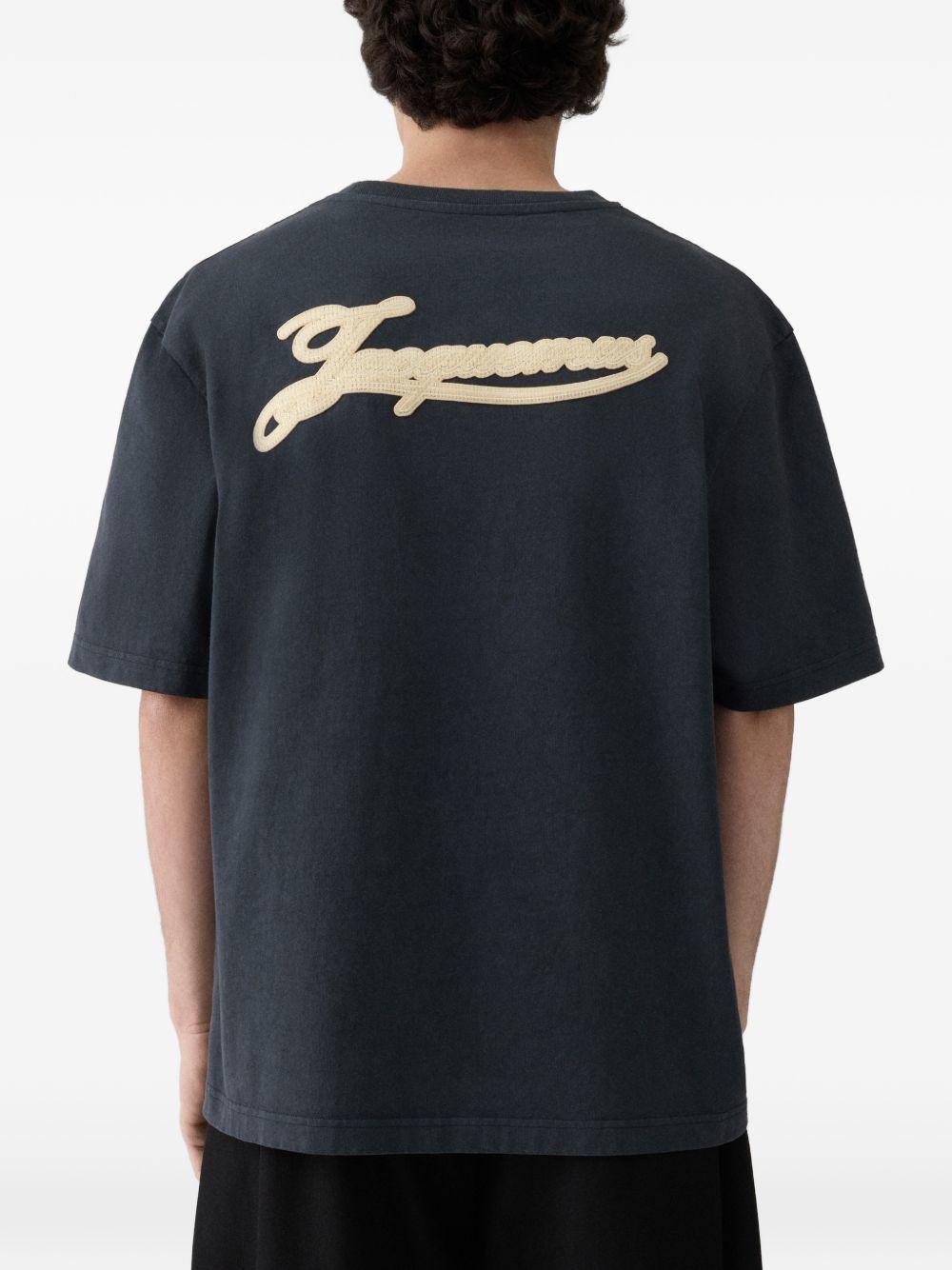 JACQUEMUS T-shirt Torneo blu in cotone con etichetta