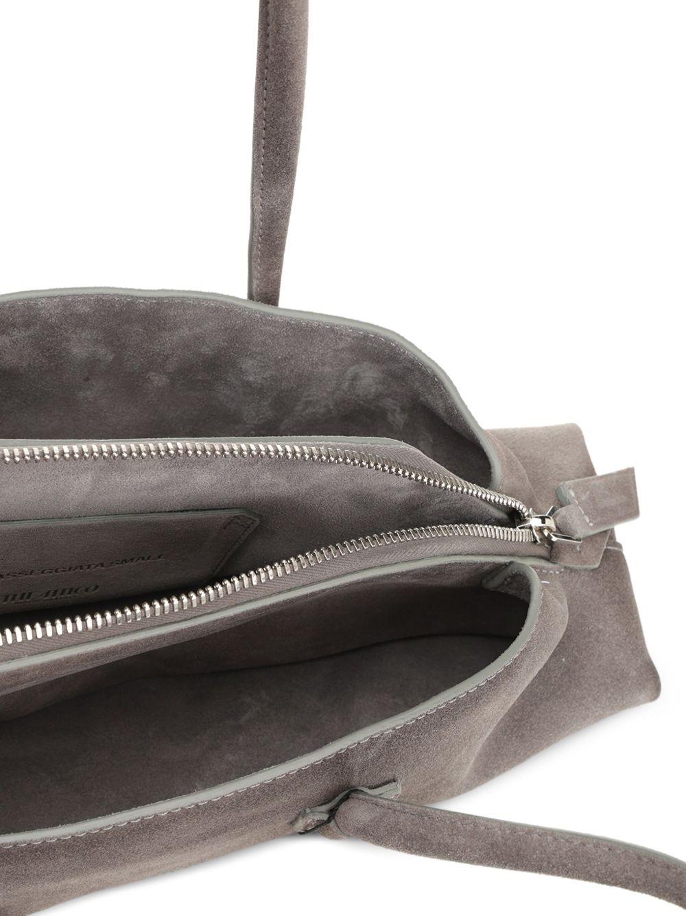 THE ATTICO Borsa a spalla La Passeggiata Small in suede grigio