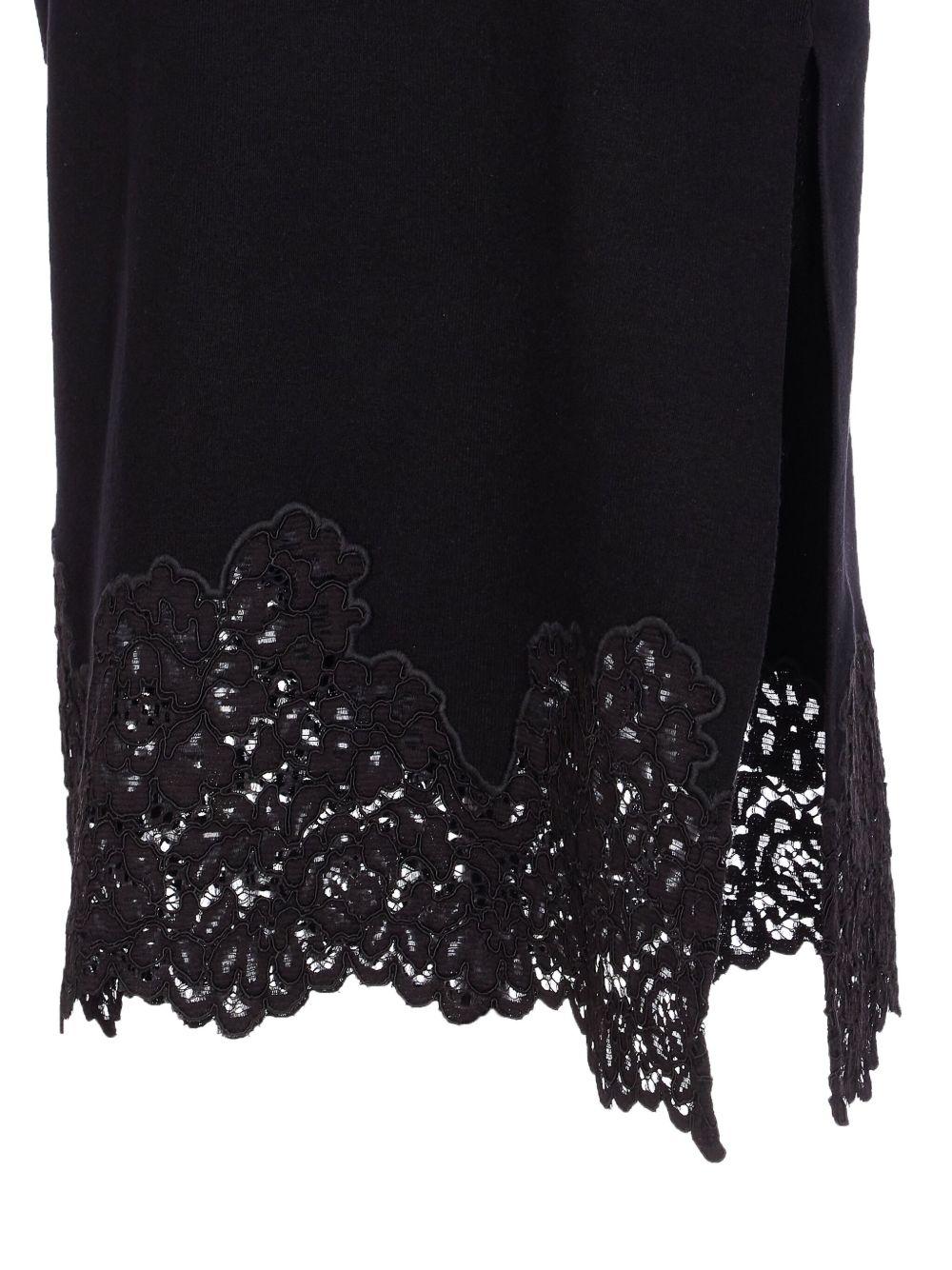 TWINSET Gonna midi nera con pizzo sul fondo