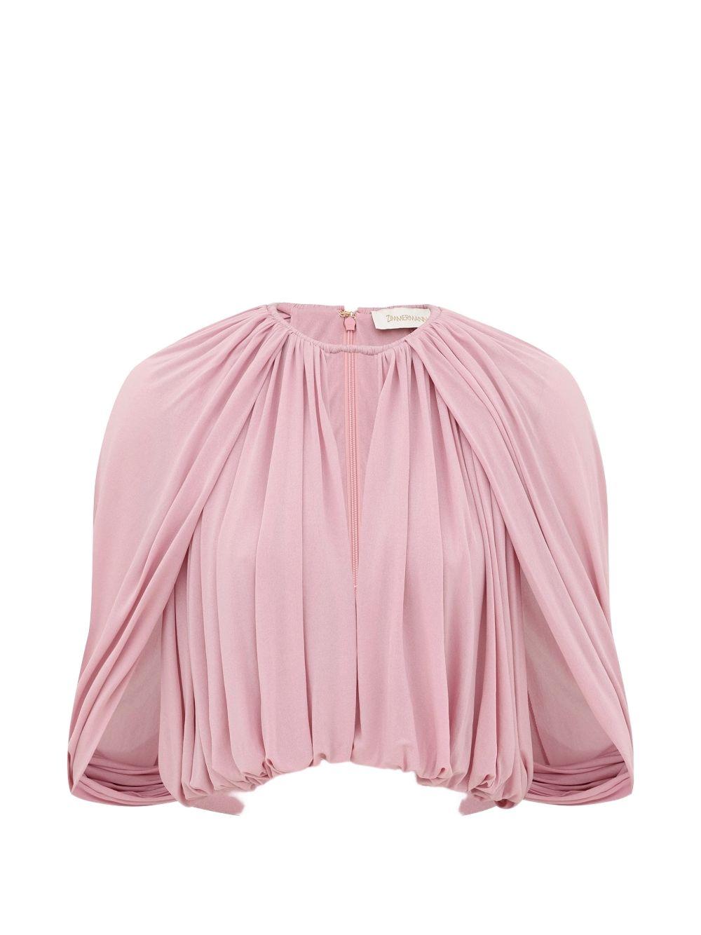 ZIMMERMANN Blusa rosa con maniche drappeggiate