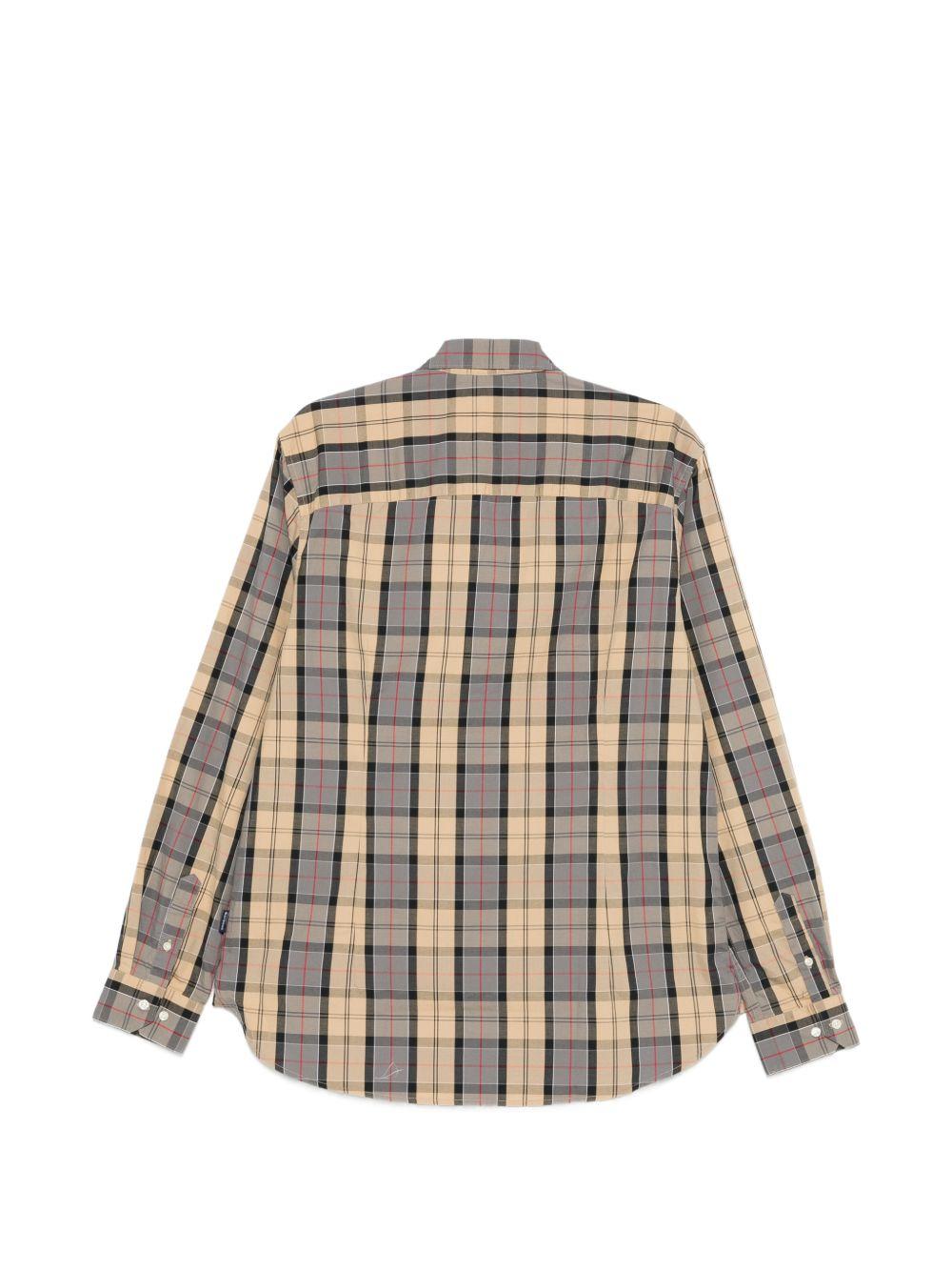 BARBOUR Camicia a quadri beige e grigio