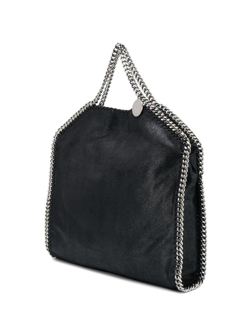 STELLA MCCARTNEY Borsa tote Falabella nera con catena argentata