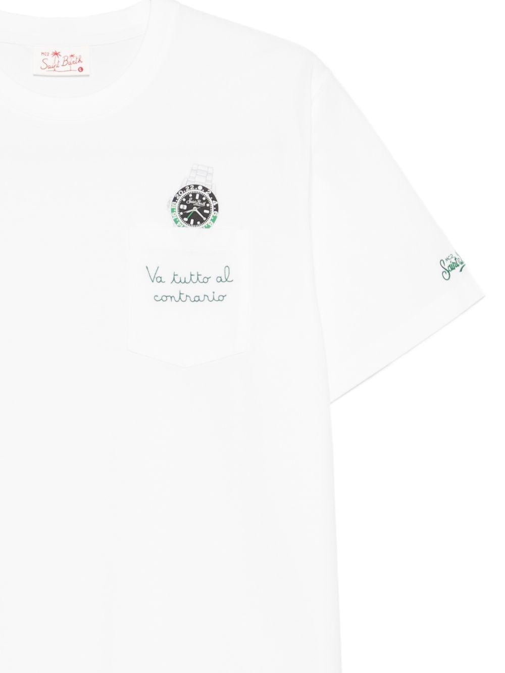 MC2 SAINT BARTH T-shirt Austin in cotone bianco con ricamo