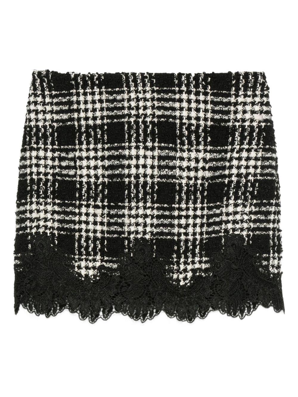TWINSET Minigonna a quadri con finitura in pizzo