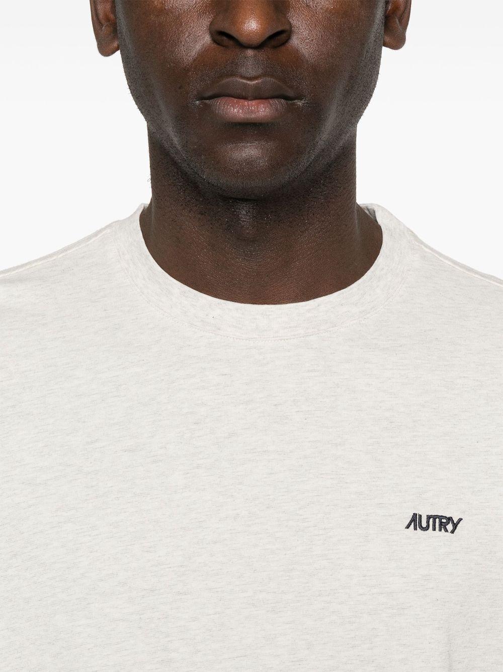 AUTRY T-shirt in cotone grigio con stampa logo nero