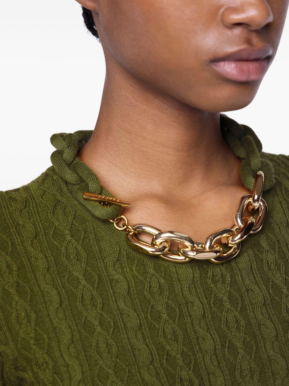 RABANNE Maglia kaki con catena 'XL link' applicata