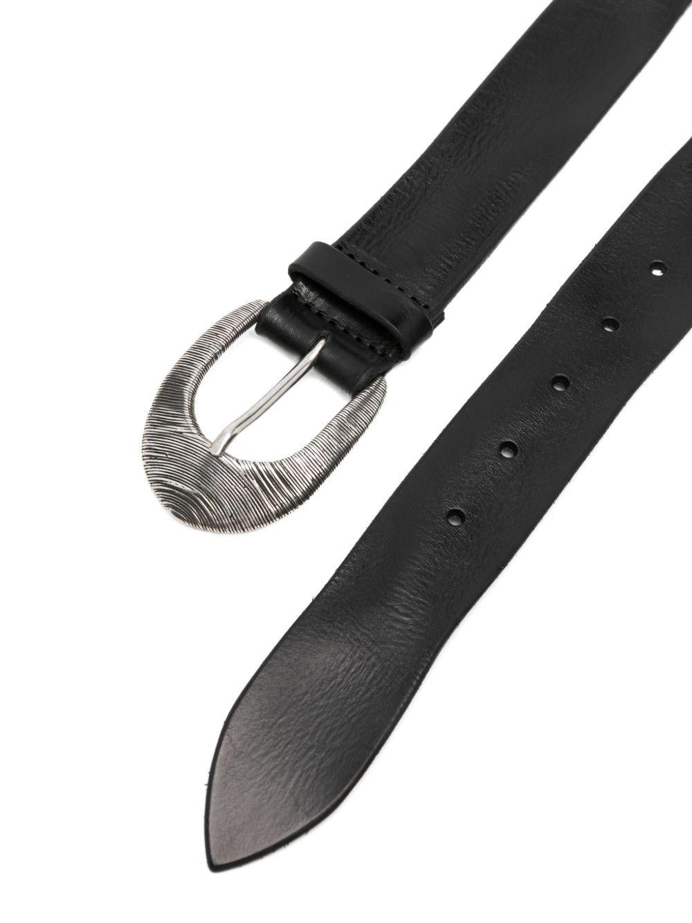 ORCIANI Cintura di pelle Bull Soft con fibbia argentata nera