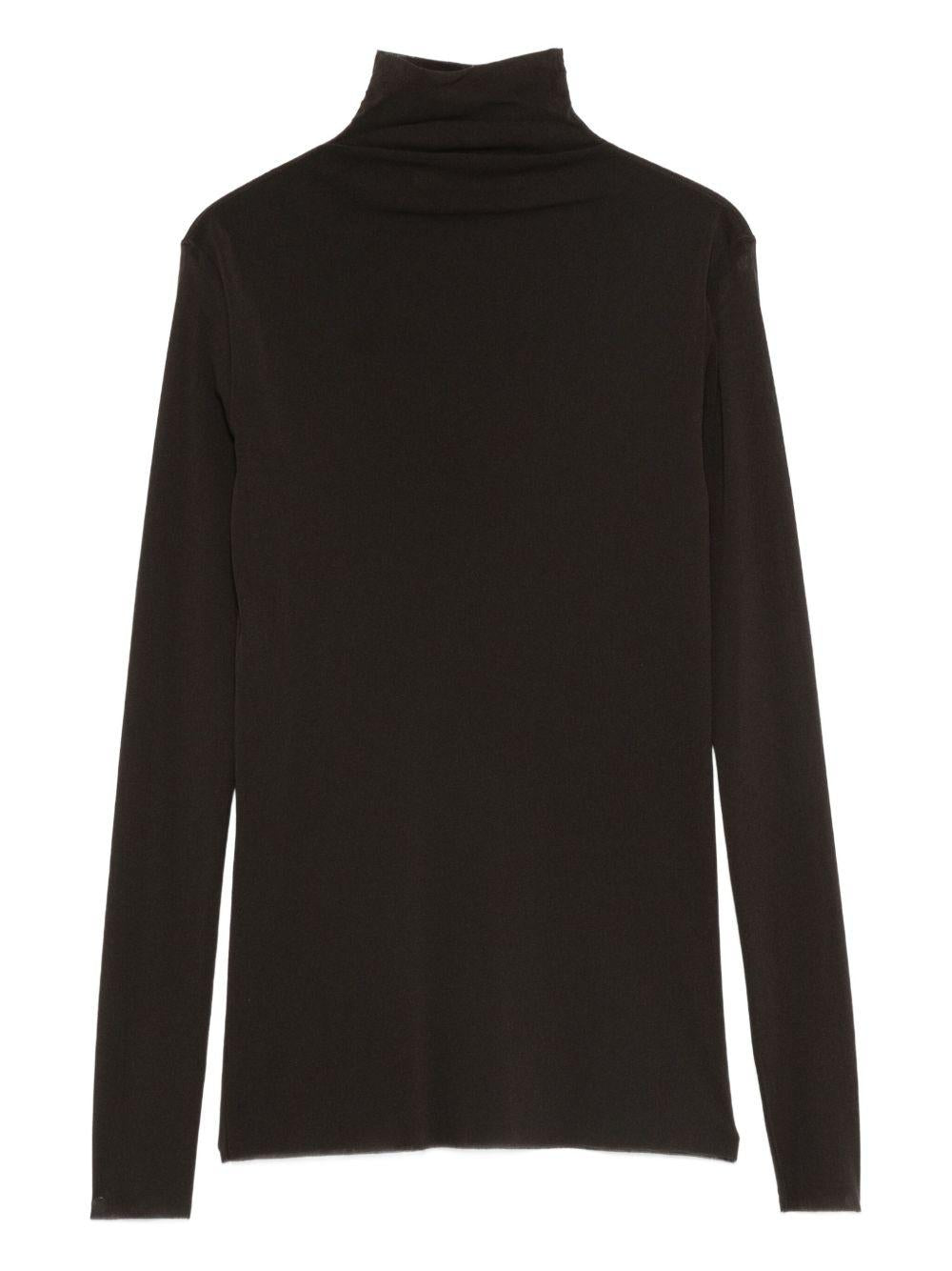 D EXTERIOR Maglia nera a maniche lunghe con collo alto