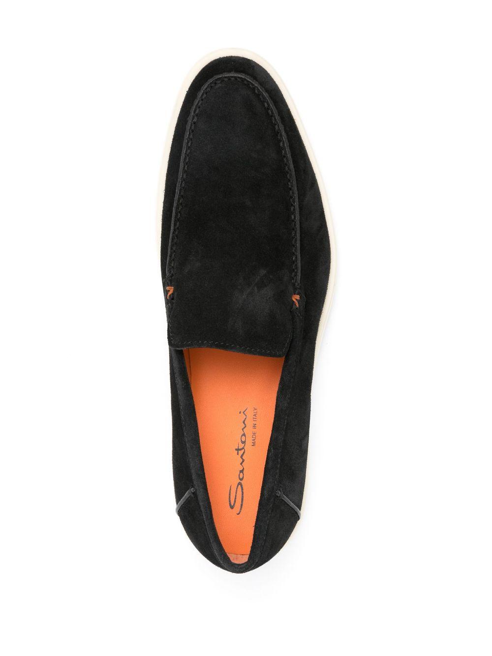 SANTONI Mocassini neri scamosciati