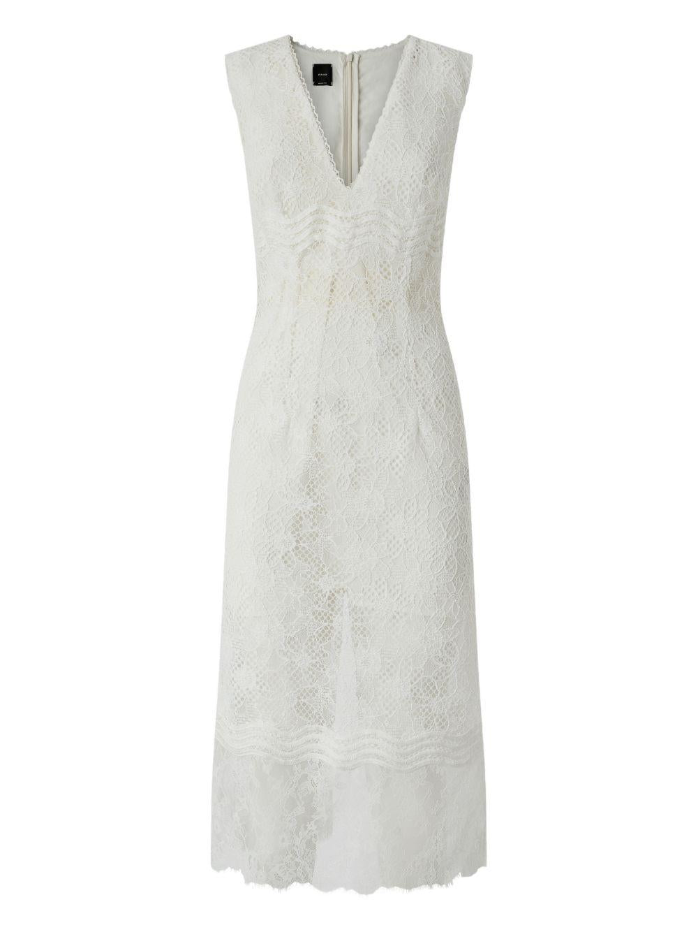 PINKO Abito bianco in pizzo con scollo a V