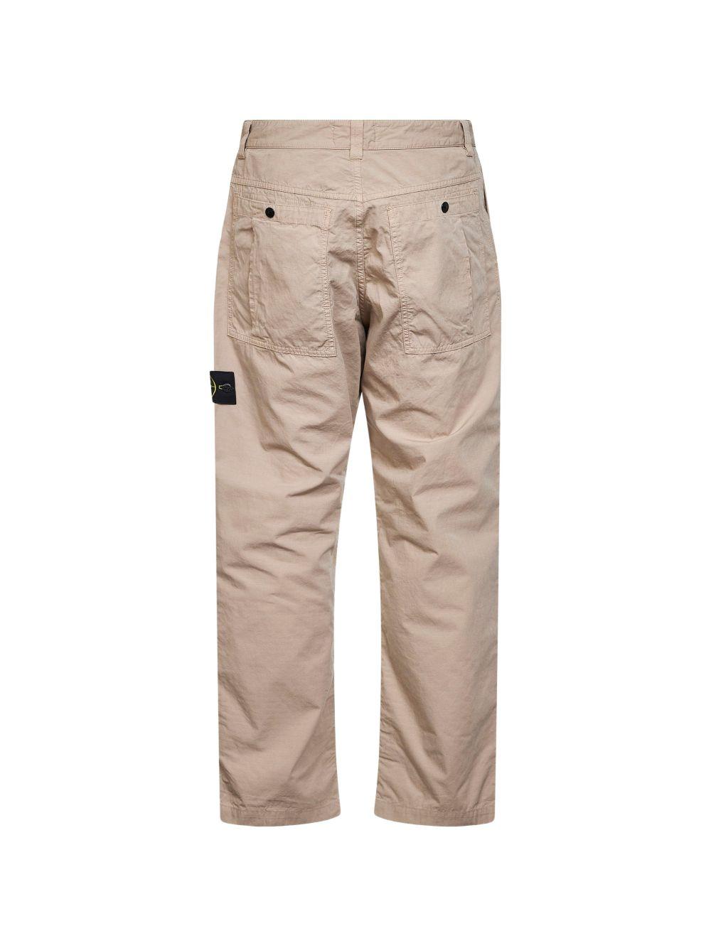 STONE ISLAND Pantaloni in cotone beige con patch logo