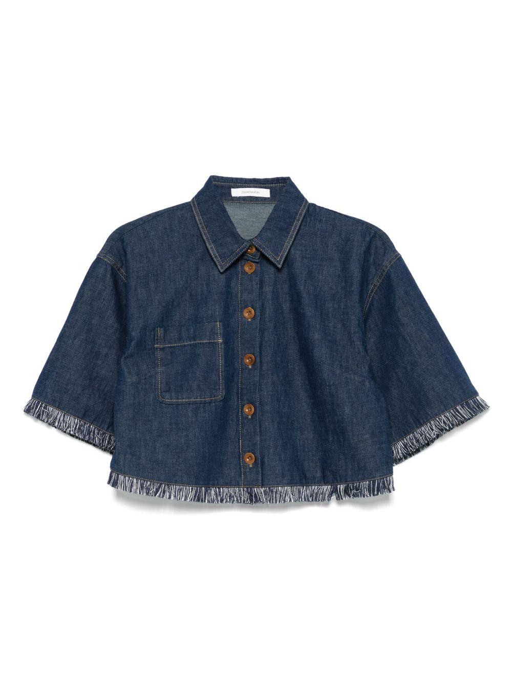 ZIMMERMANN Camicia in denim di cotone blu indaco