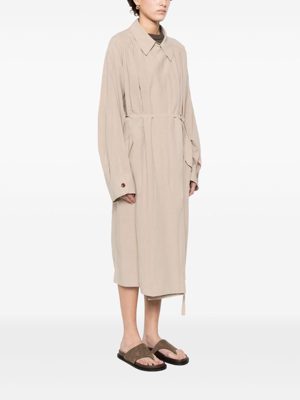 ELEH Trench con cintura in tessuto beige con rever classico