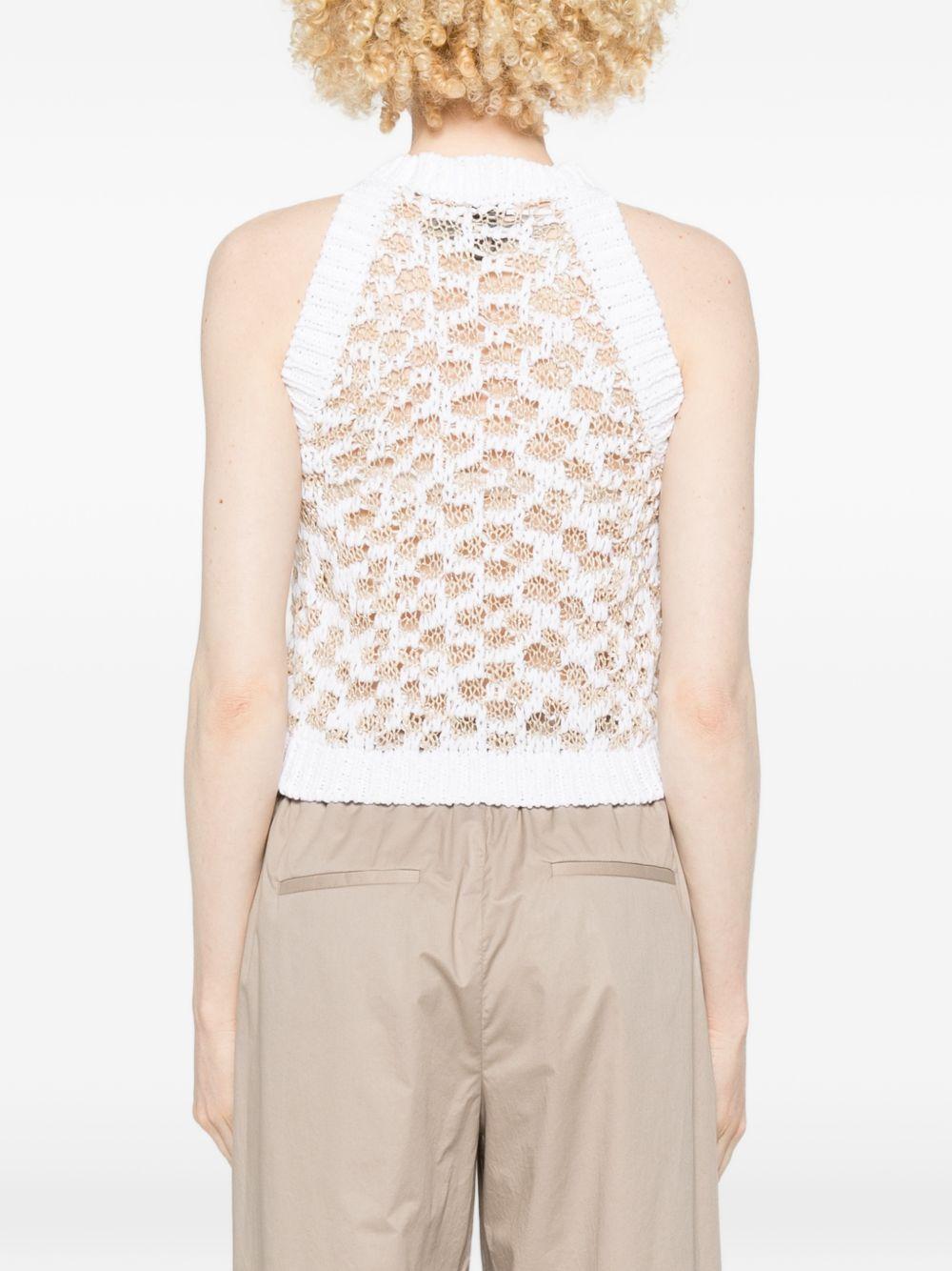 PESERICO Top in crochet a maglia larga bianco