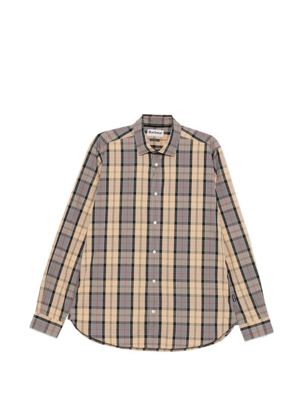 BARBOUR Camicia a quadri beige e grigio