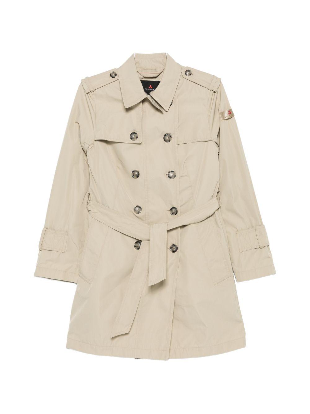 PEUTEREY Trench doppiopetto Knude con citura in vita beige