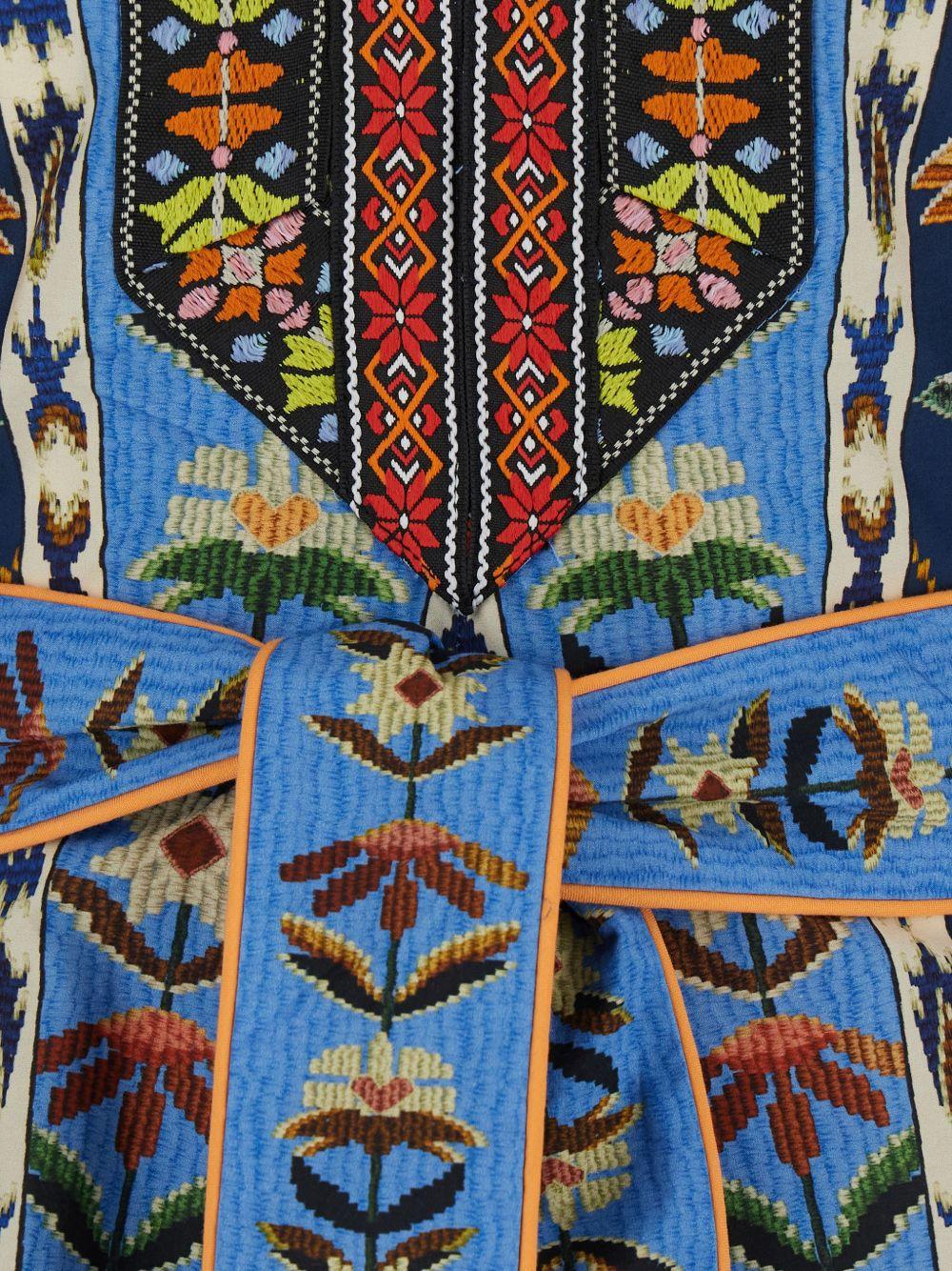 FARM RIO Abito corto blu con fantasia etnica floreale