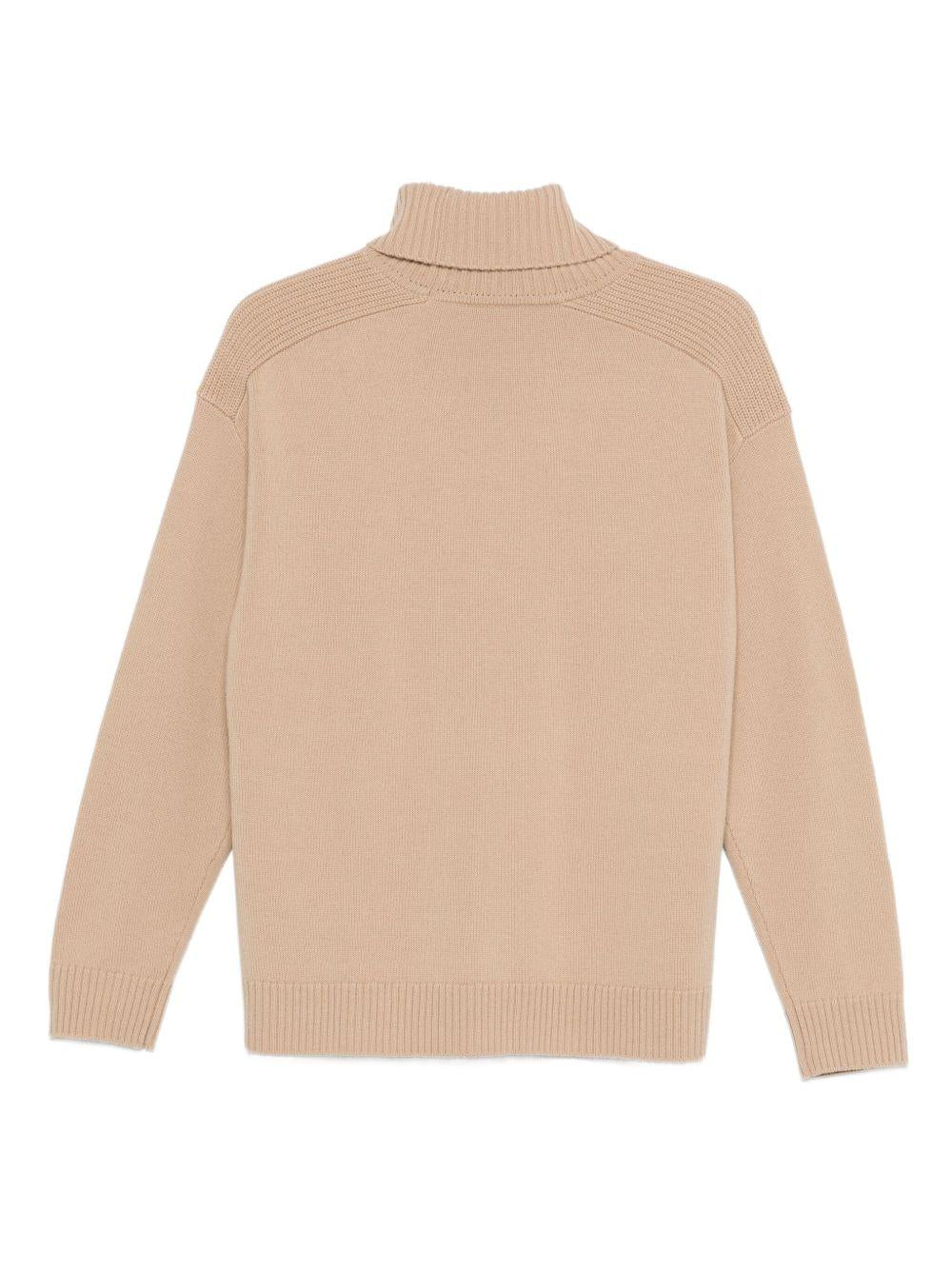 SEVENTY Maglia a collo alto in lana e cashmere beige