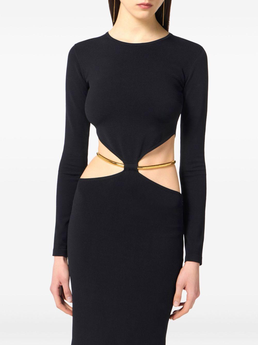 ELISABETTA FRANCHI Abito lungo cut-out nero con cintura
