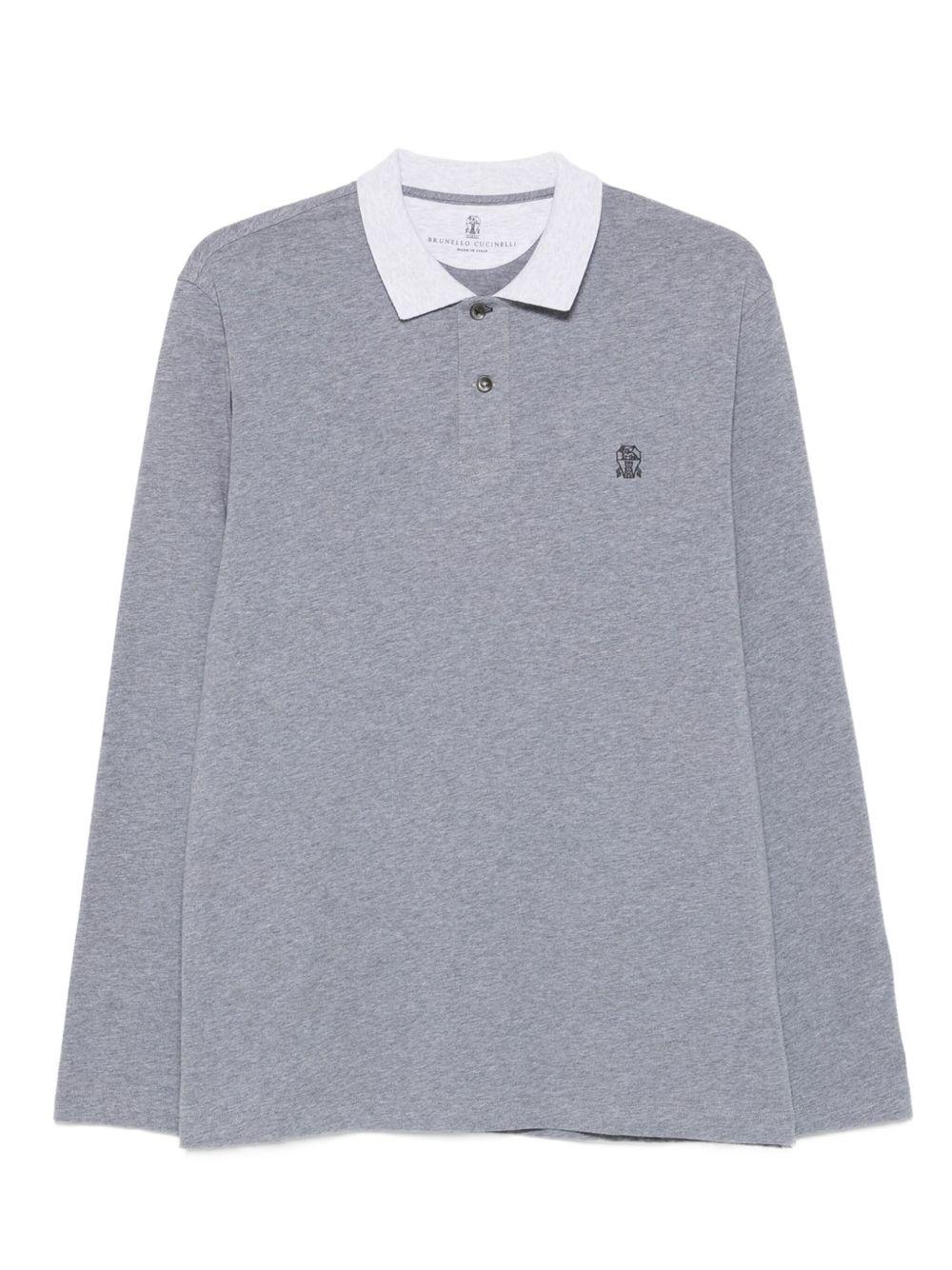 BRUNELLO CUCINELLI Polo in cotone a maniche lunghe
