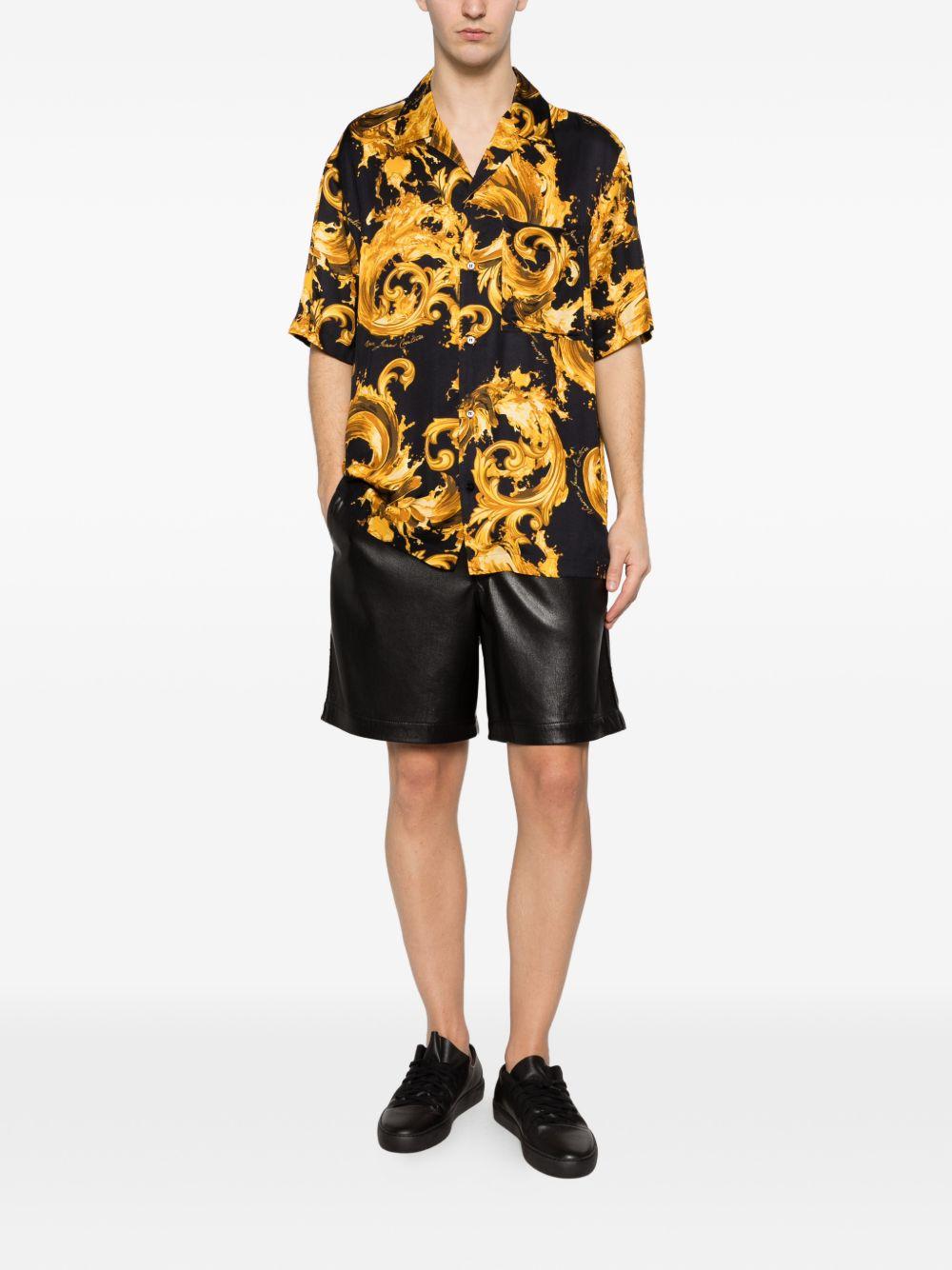 VERSACE JEANS COUTURE Camicia nera con stampa Baroque