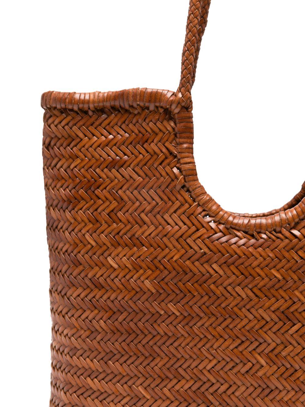 DRAGON DIFFUSION Borsa shopping Diagonal marrone in pelle intrecciata