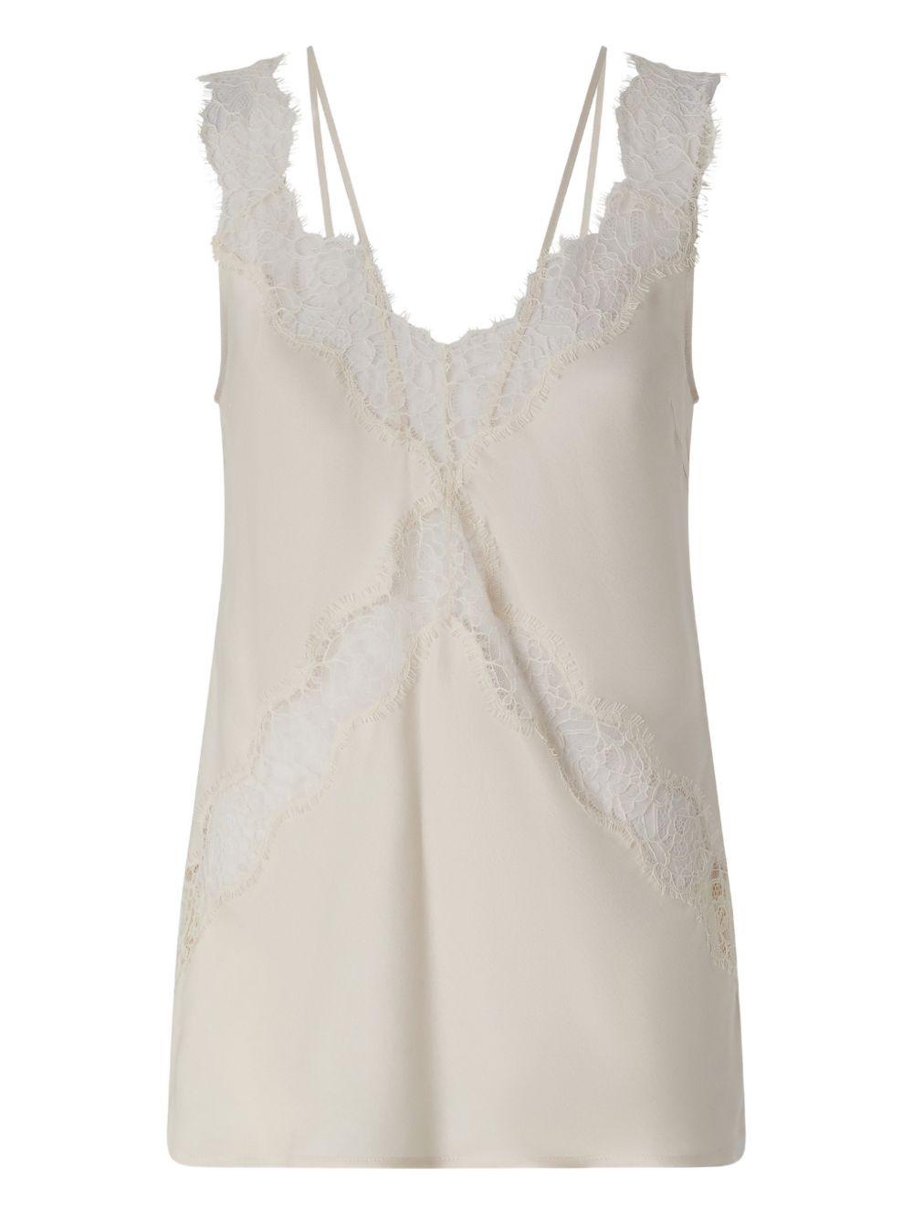 PINKO Top Lydia rosa con pizzo