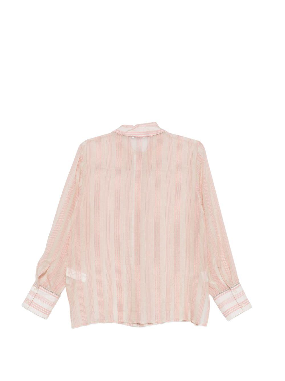 PESERICO Camicia a righe semitrasparente rosa