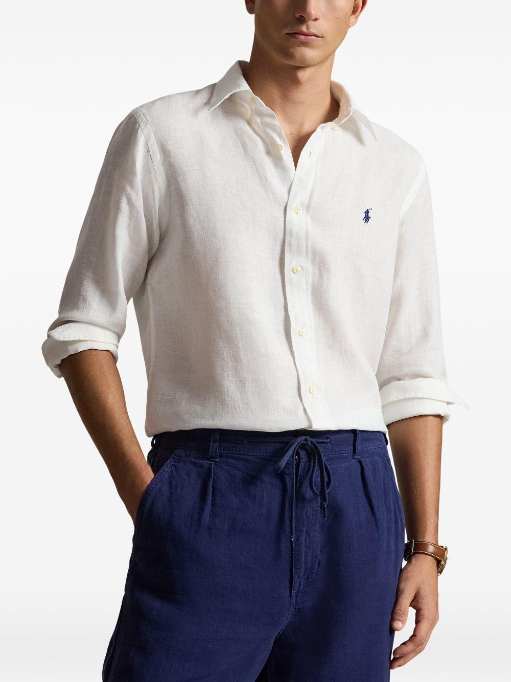 POLO RALPH LAUREN Camicia bianca con logo ricamato sul petto