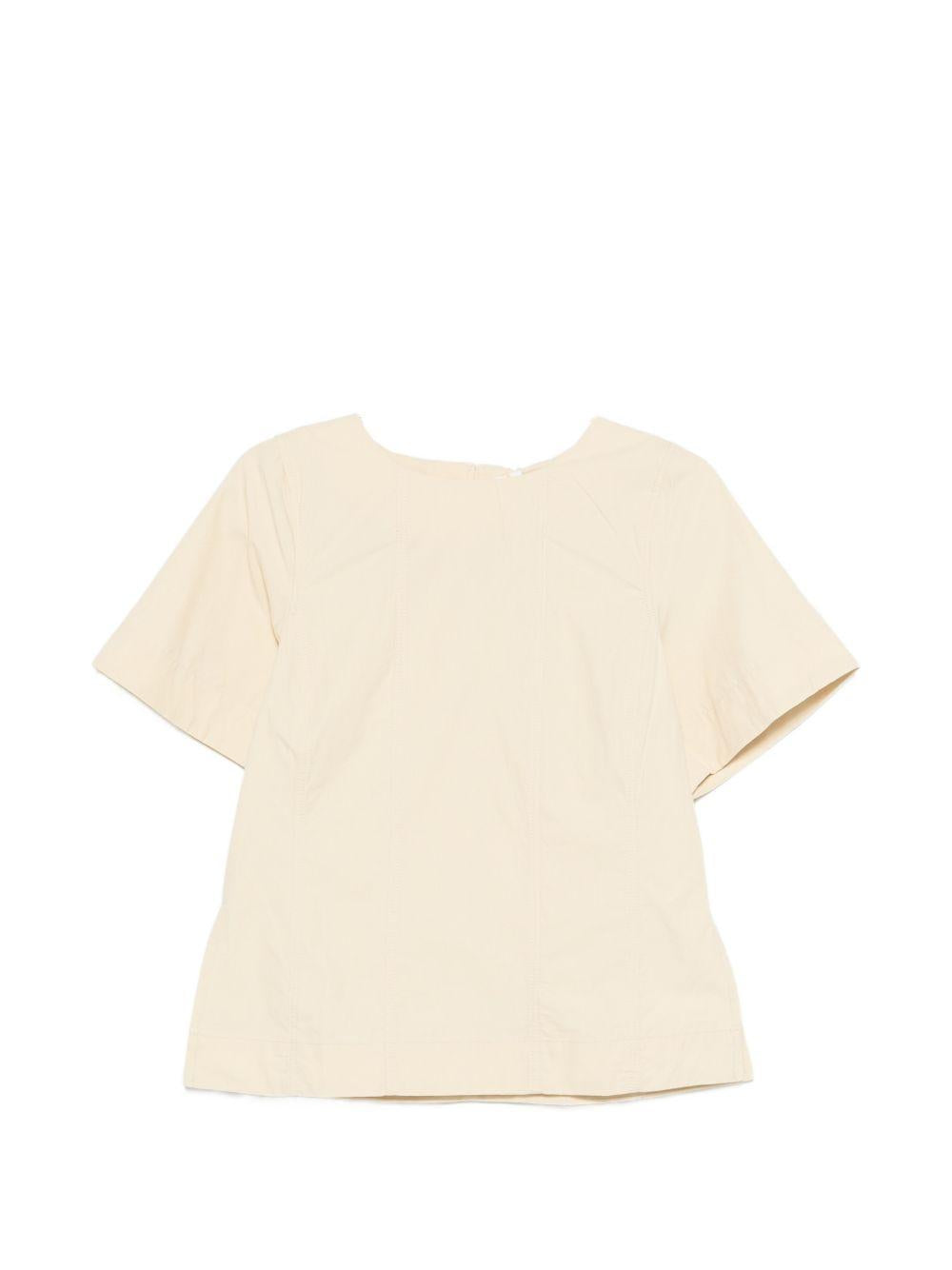 YERSE T-shirt Carli in cotone beige girocollo