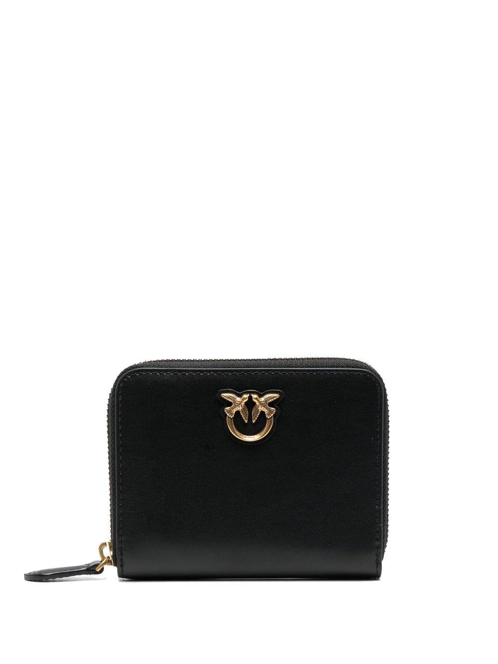 PINKO Portafoglio Taylor con zip in pelle nera
