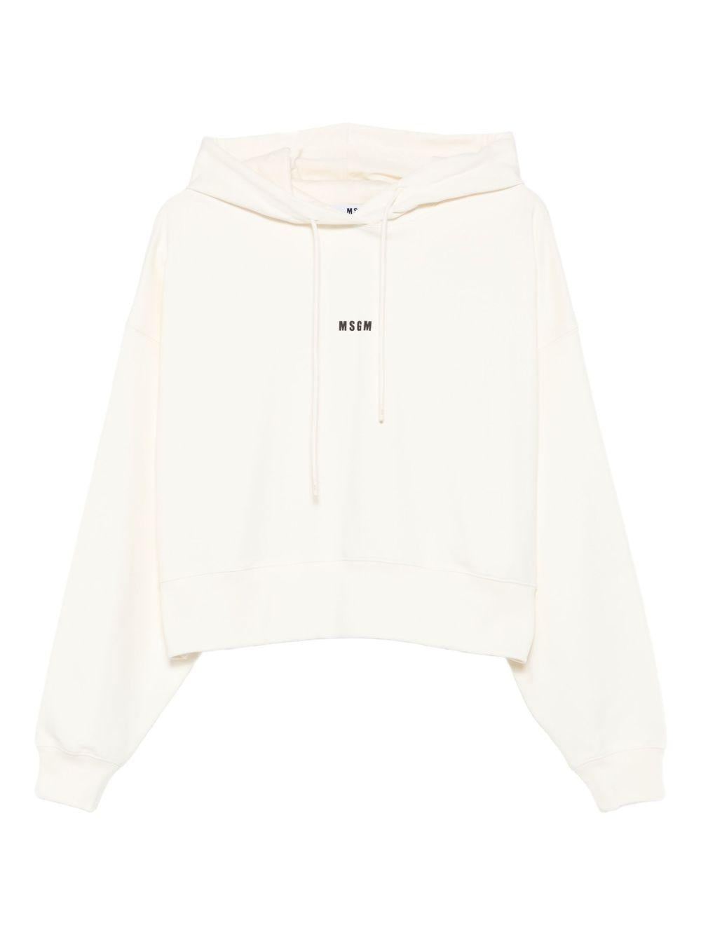 MSGM Felpa con cappuccio in cotone nero con logo<BR/>