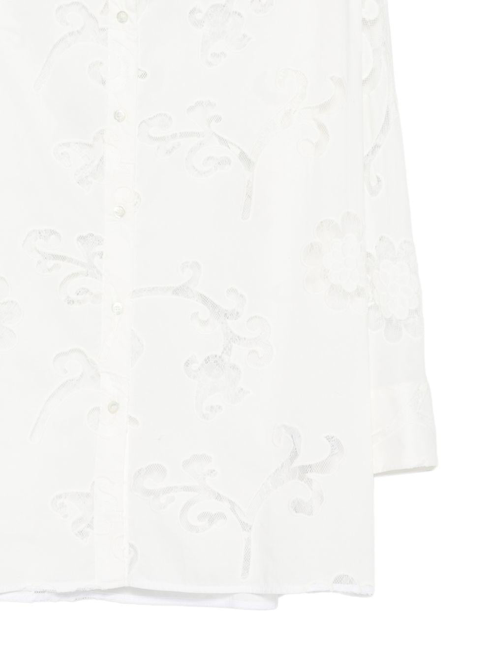 SEMICOUTURE Camicia Tiffany in ctone bianco con ricami traforati